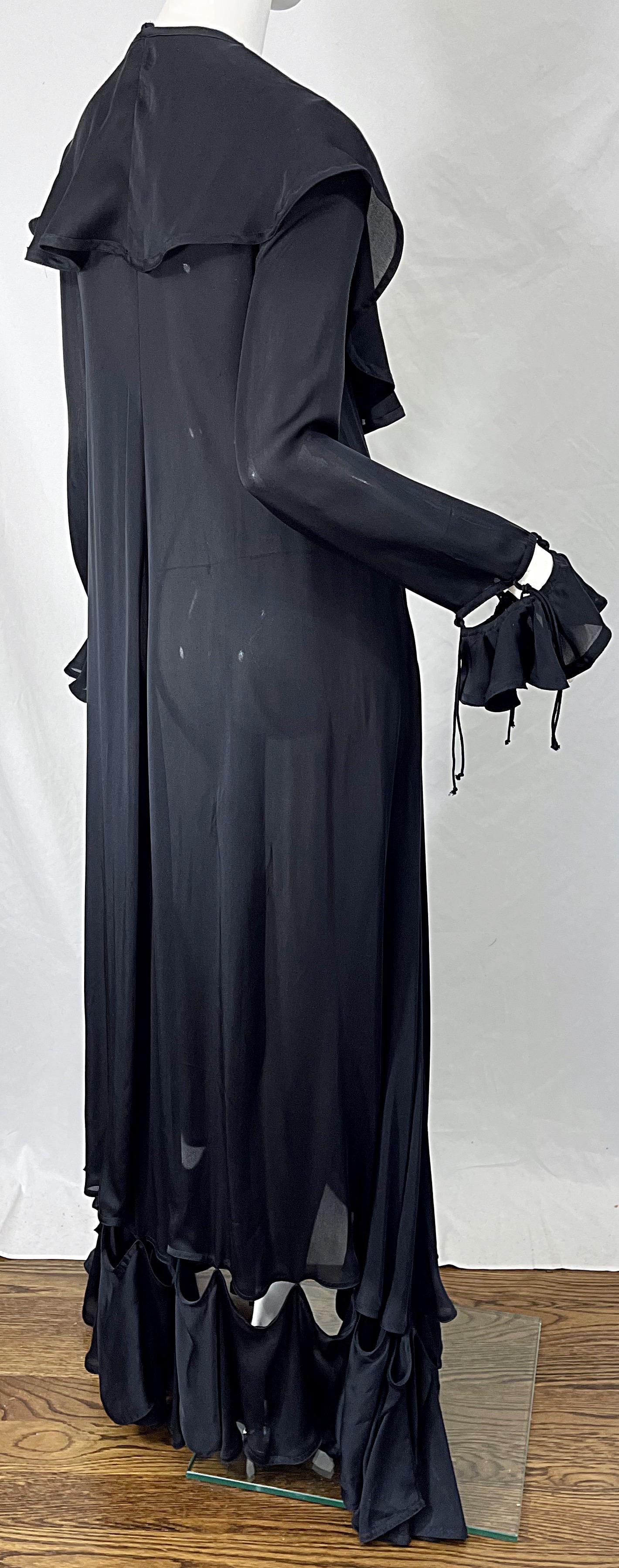 Yves Saint Laurent by Tom Ford Fall 2003 Runway Black Silk Chiffon Gown Size 38 For Sale 3