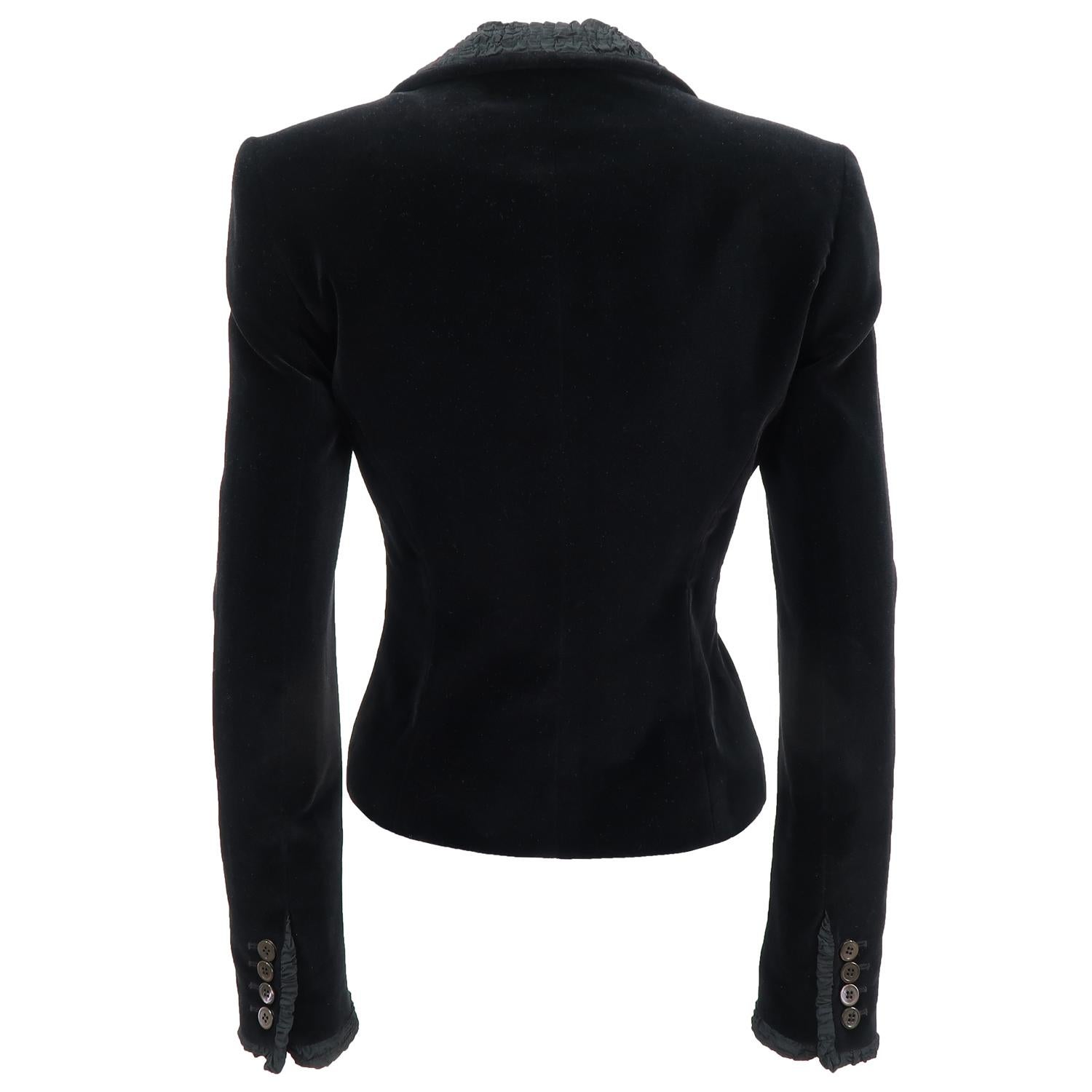 Yves Saint Laurent by Tom Ford FW-01 Cotton Velvet Blazer with Ruffle Detailing  In Excellent Condition In Brussels, BE
