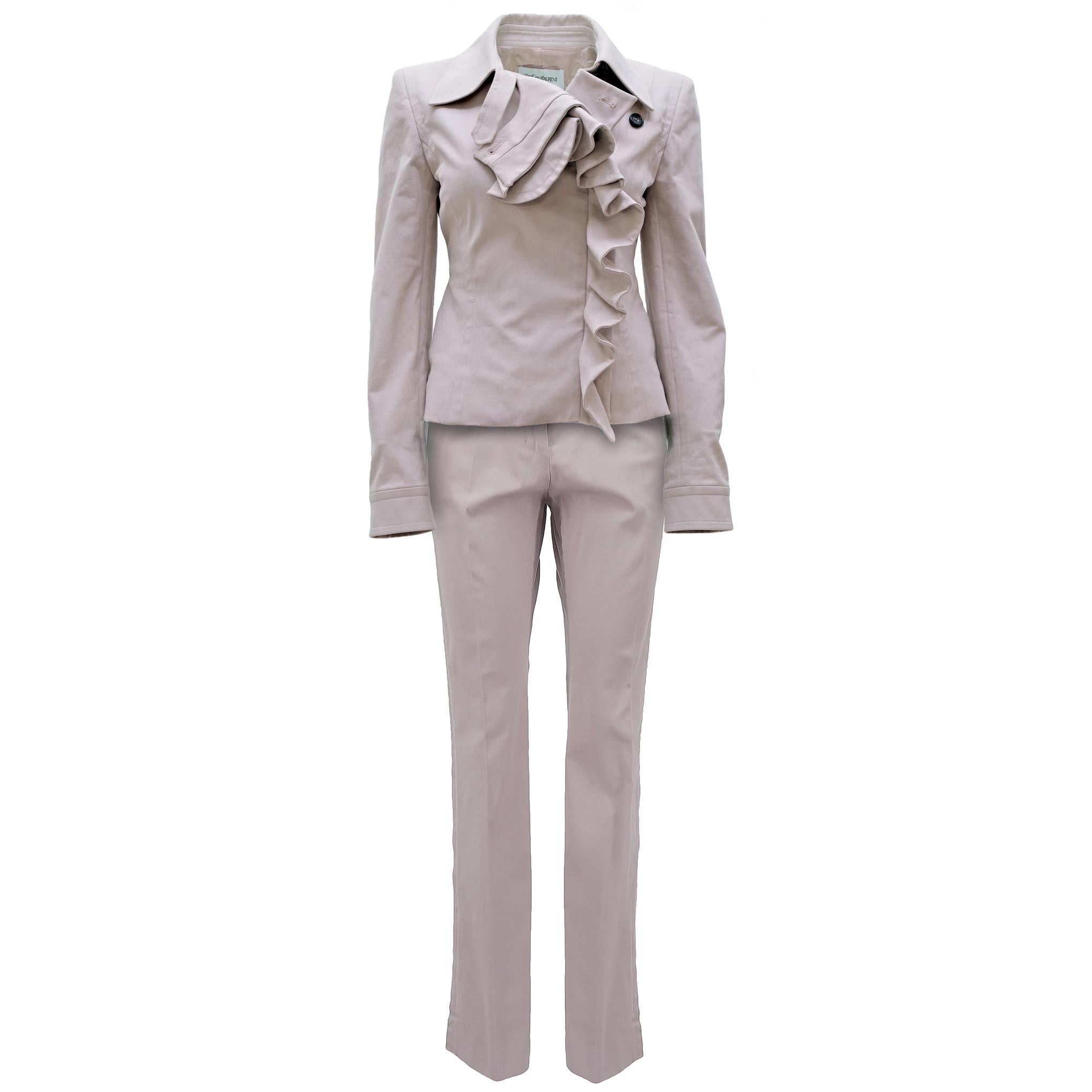 Yves Saint Laurent by Tom Ford FW-03 Cotton High Neck Blazer - Ruffle Detailing 9