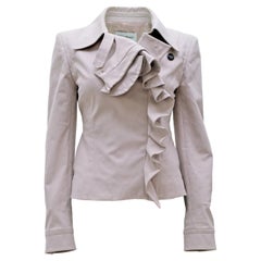 Yves Saint Laurent by Tom Ford FW-03 Cotton High Neck Blazer - Ruffle Detailing