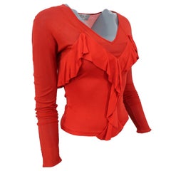Yves Saint Laurent by Tom Ford FW-2003 Viscose & Silk Top with Ruffle Detailing