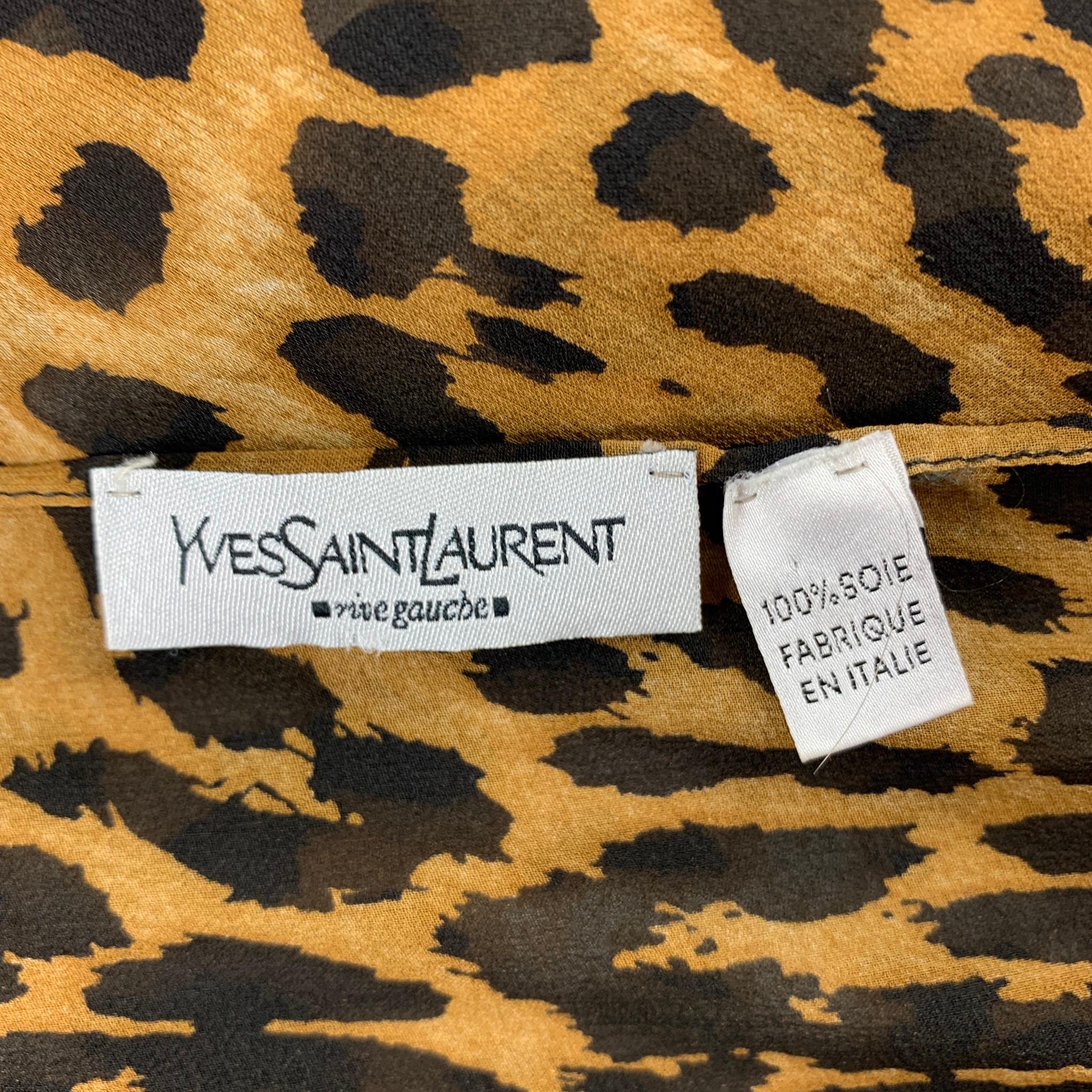 YVES SAINT LAURENT by TOM FORD Leopard Brown & Tan Silk Scarf In Excellent Condition In San Francisco, CA