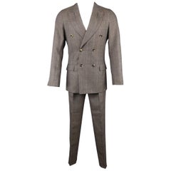 Yves Saint Laurent by Tom Ford Men's Taupe Glenplaid Wool Peak Lapel Suit