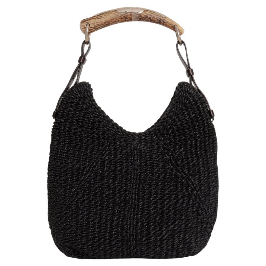 Yves Saint Laurent by Tom Ford Mombasa Bag in Black Woven Raffia w/ Box