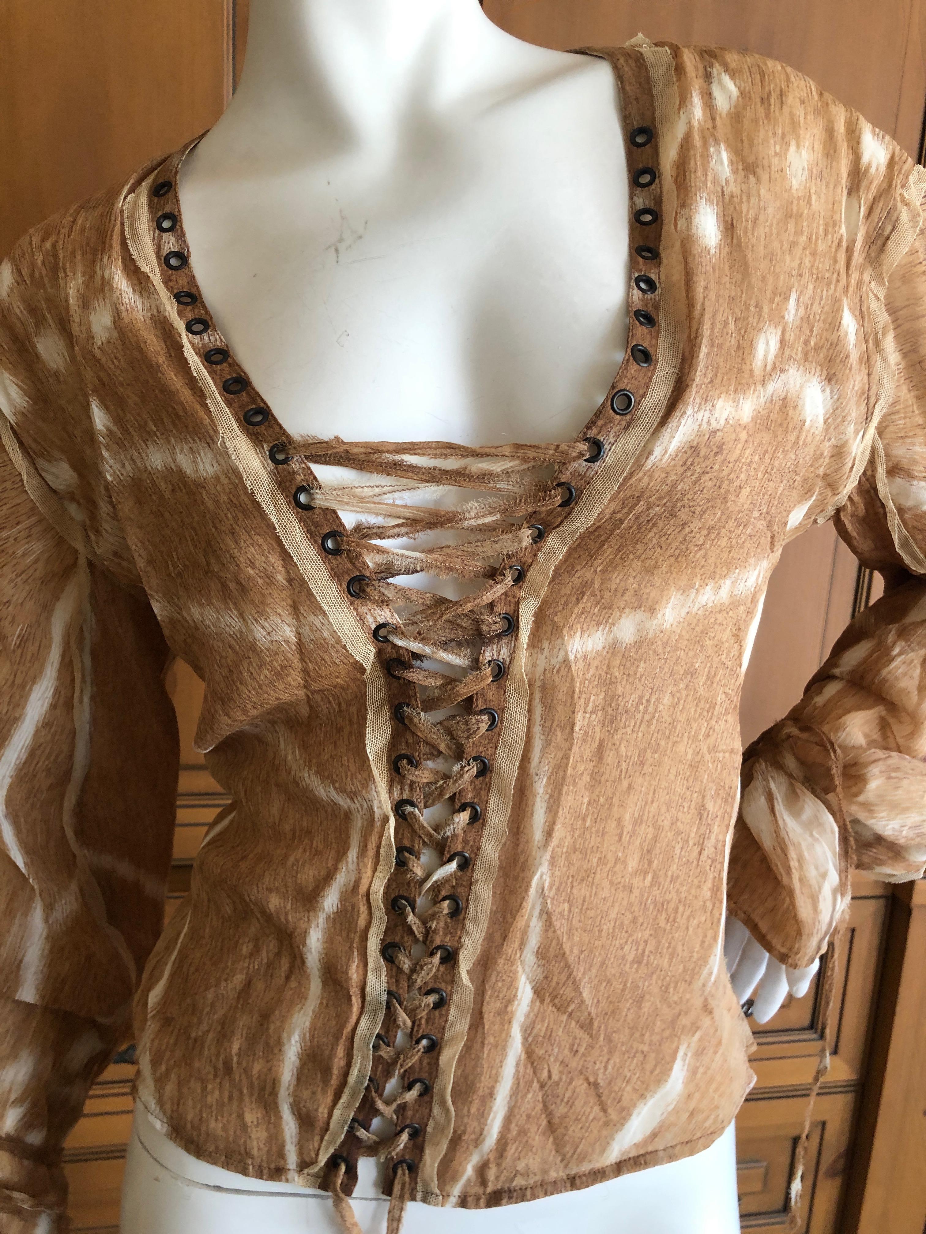 Brown Yves Saint Laurent by Tom Ford Mombassa Collection Silk Corset Lace Up Top For Sale