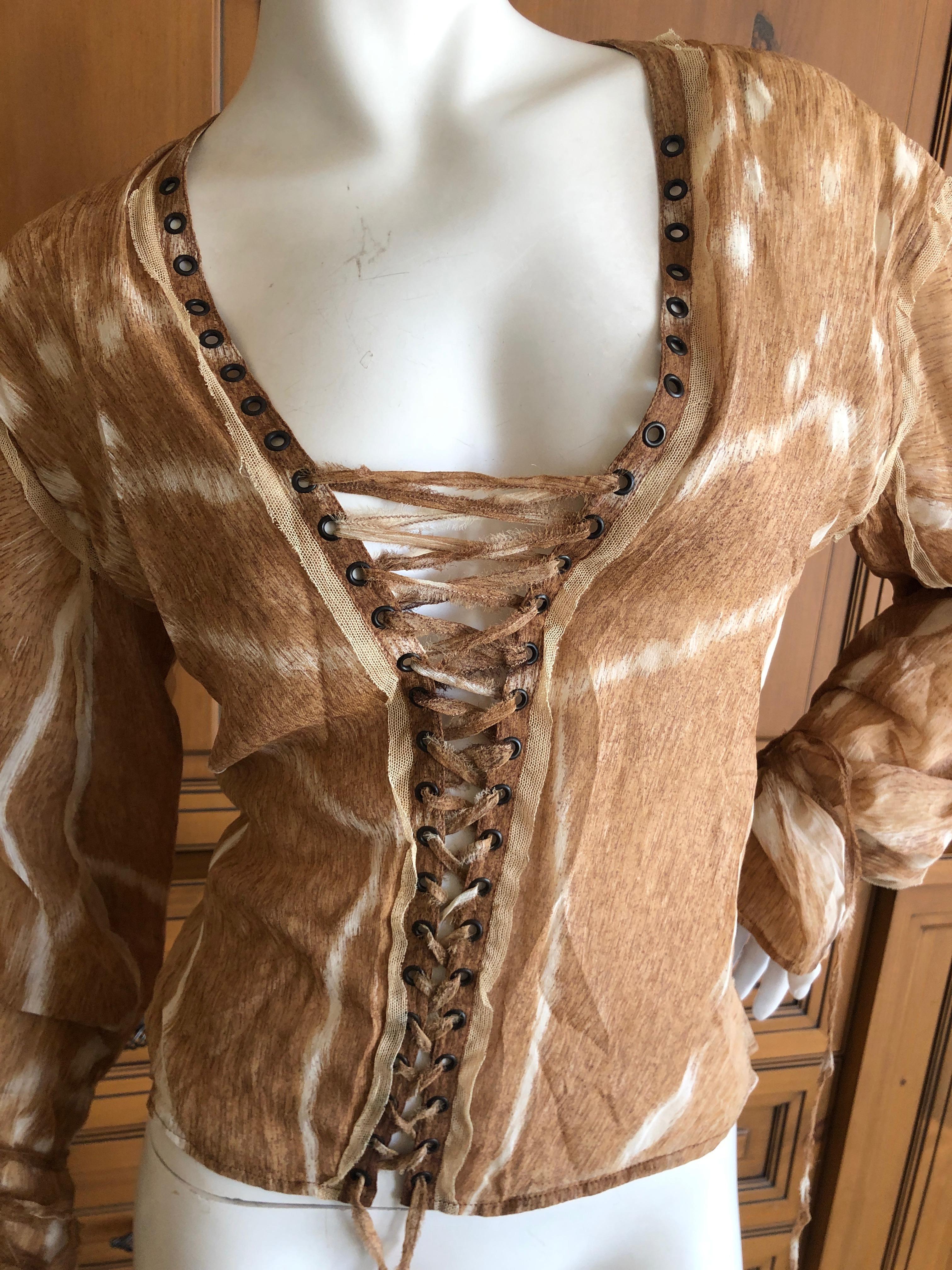 Yves Saint Laurent by Tom Ford Mombassa Collection Silk Corset Lace Up Top In Excellent Condition For Sale In Cloverdale, CA