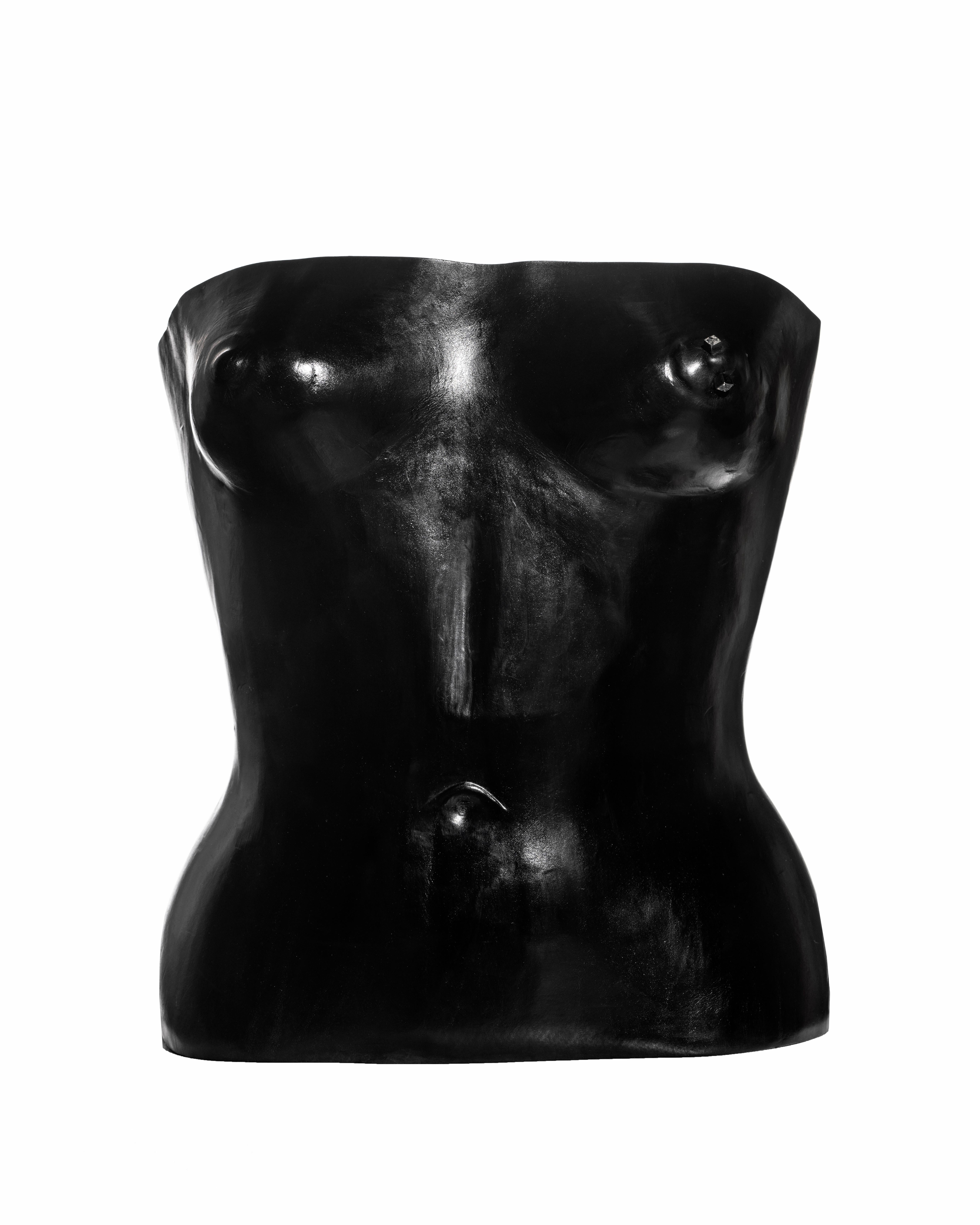 Women's Yves Saint Laurent by Tom Ford moulded leather corset runway ensemble, ss 2001