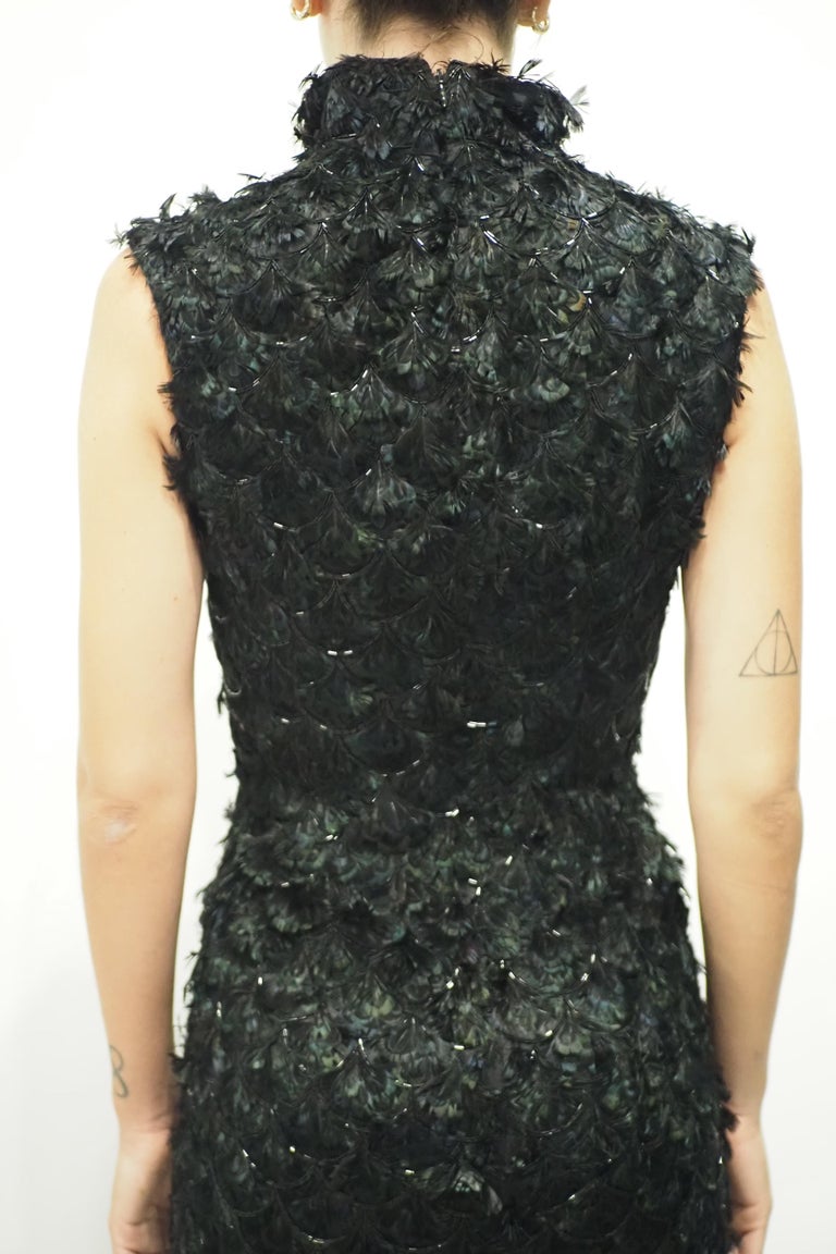 Yves Saint Laurent by Tom Ford peacock feathers dress at 1stDibs