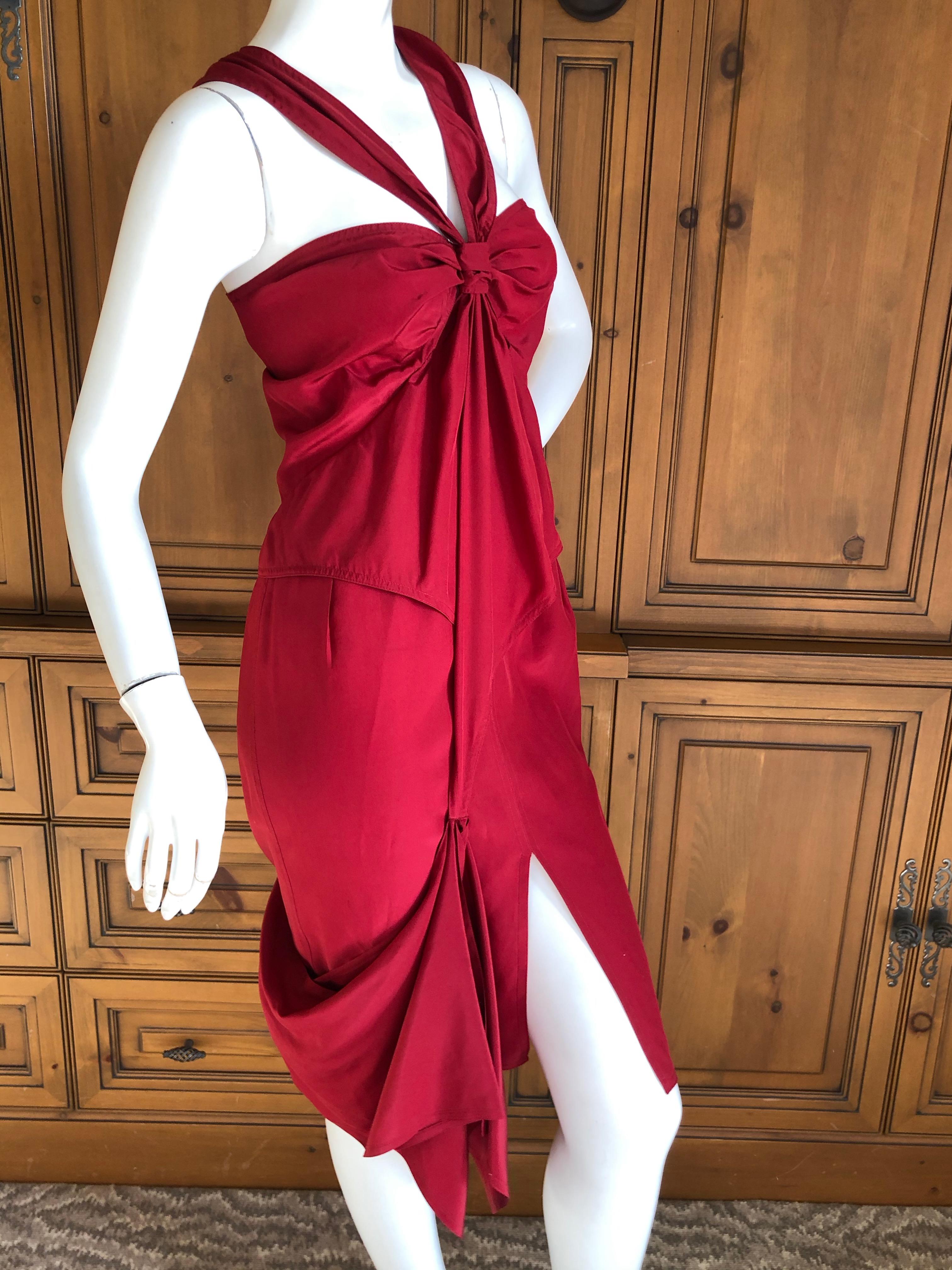 Yves Saint Laurent by Tom Ford Red Silk Keyhole Dress 2003 For Sale 1