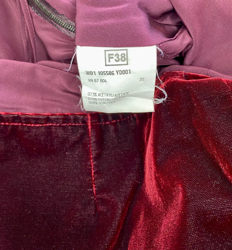 F/W 2002 Yves Saint Laurent by Tom Ford Red Velvet Skirt Suit For Sale 12