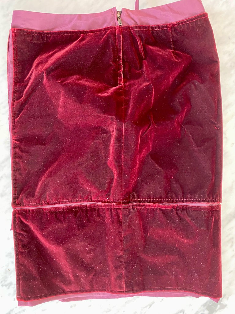 F/W 2002 Yves Saint Laurent by Tom Ford Red Velvet Skirt Suit For Sale 13