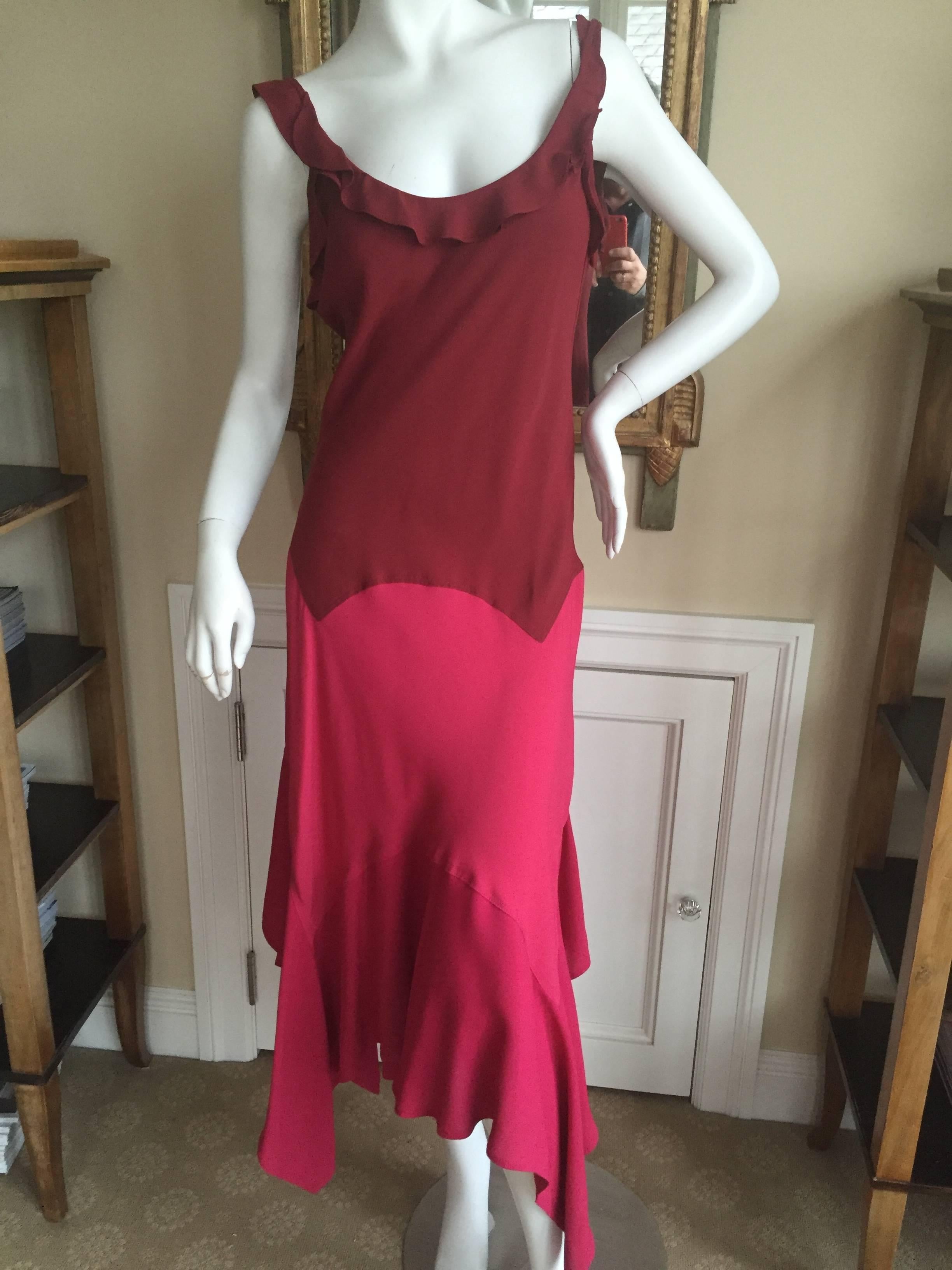 Red Yves Saint Laurent by Tom Ford Rose Silk Dress For Sale