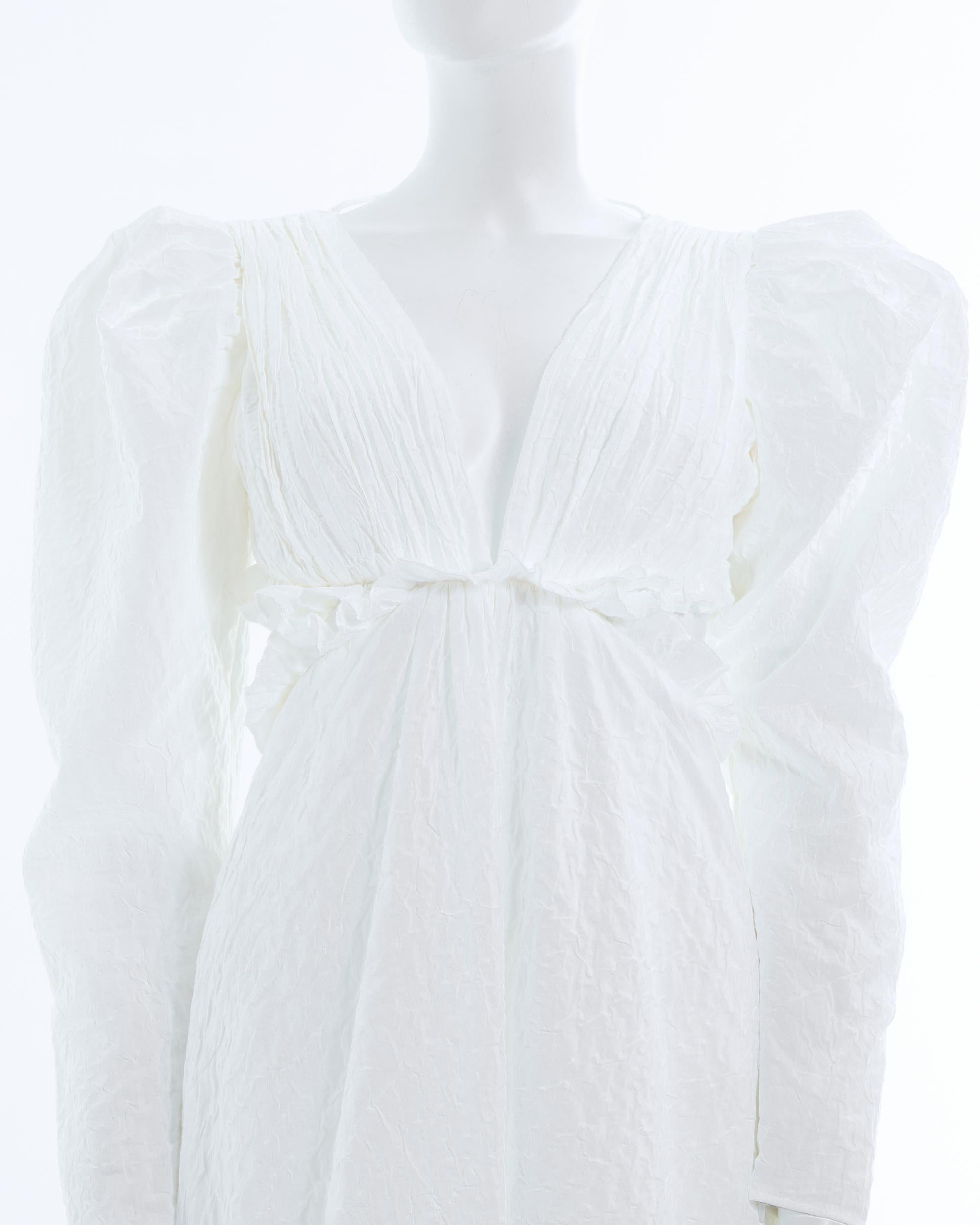 Yves Saint Laurent by Tom Ford S/S 2001 White cotton blend lace-up maxi dress  For Sale 6