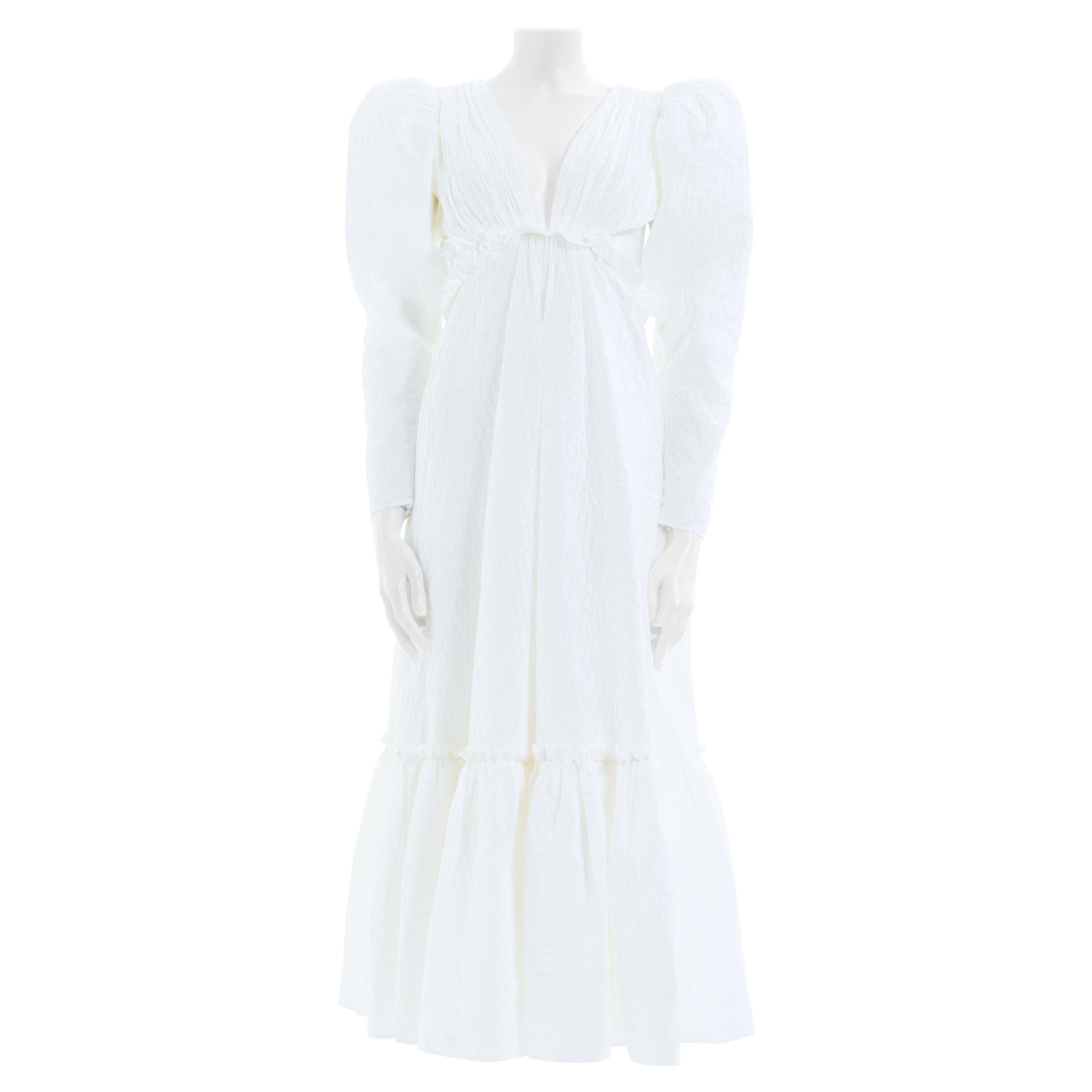 Yves Saint Laurent by Tom Ford S/S 2001 White cotton blend lace-up maxi dress