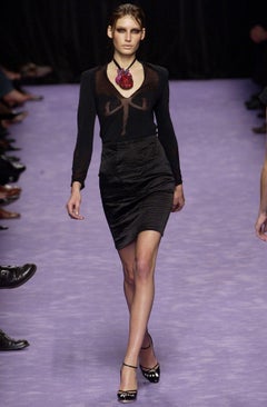 Yves Saint Laurent by Tom Ford S/S 2003 Black Sheer-Panelled Long-Sleeve Top
