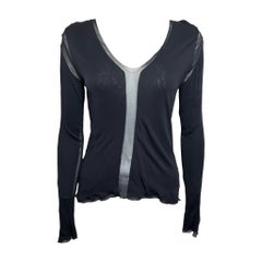 Yves Saint Laurent by Tom Ford S/S 2003 Black Sheer-Panelled Long-Sleeve Top