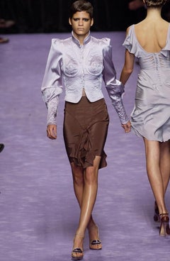 Yves Saint Laurent by Tom Ford S/S 2003 Brown Silk Two-Piece Ensemble