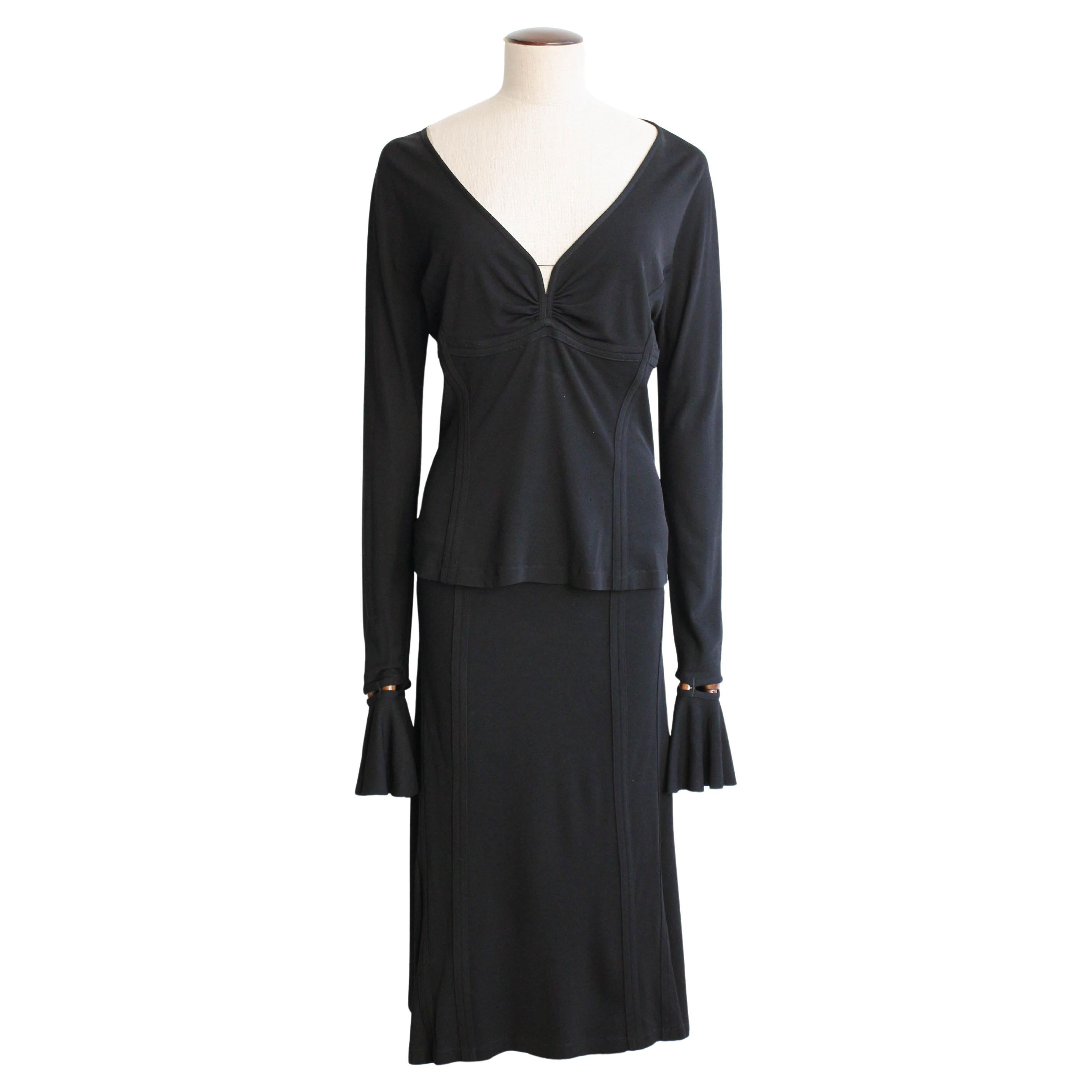 Yves Saint Laurent by Tom Ford S/S03 Black Viscose Top and Skirt For Sale