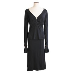 Yves Saint Laurent by Tom Ford S/S03 Black Viscose Top and Skirt