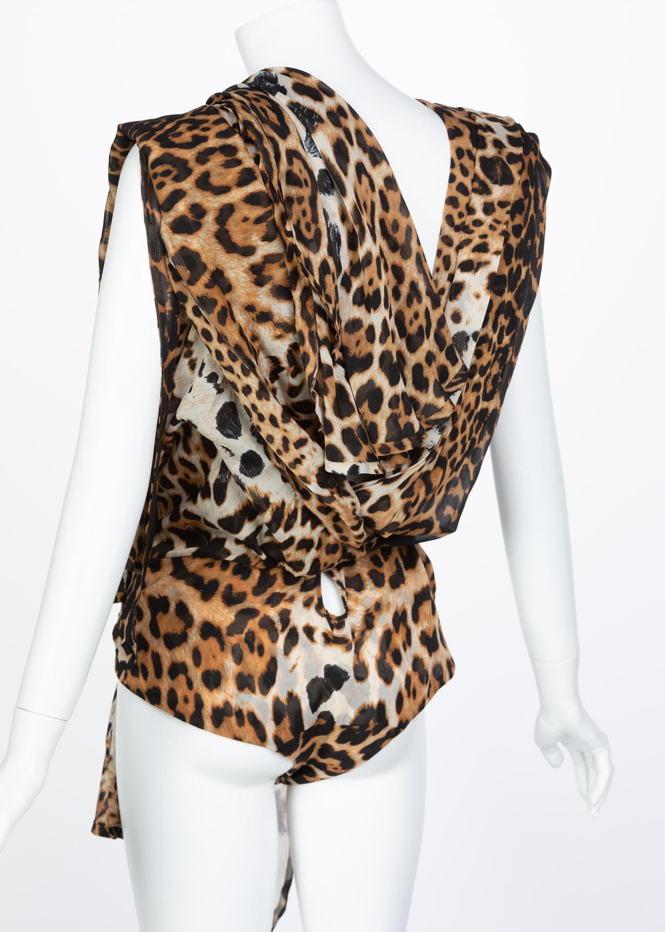  Yves Saint Laurent by Tom Ford Silk Leopard Cut Out Maxi Dress YSL, 2002  5