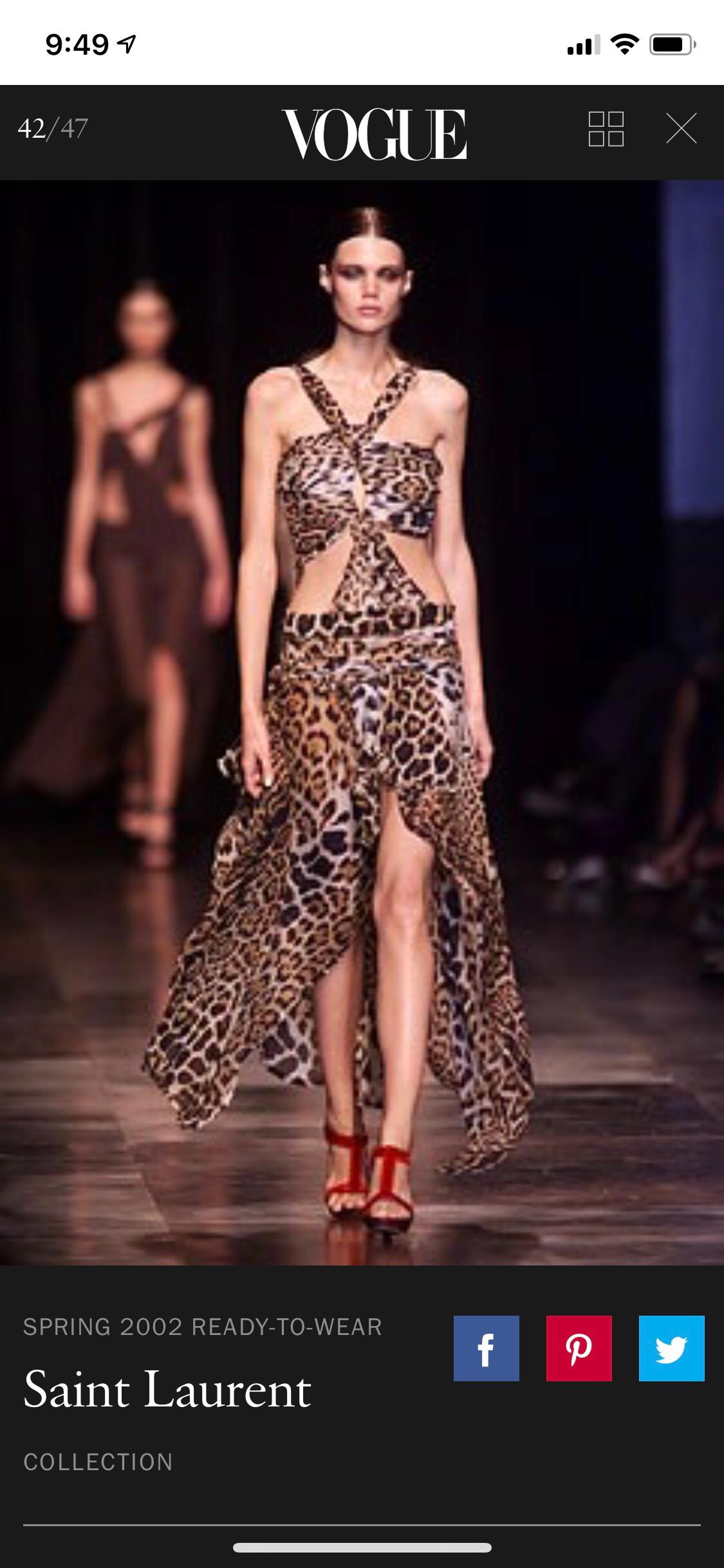  Yves Saint Laurent by Tom Ford Silk Leopard Cut Out Maxi Dress YSL, 2002  8