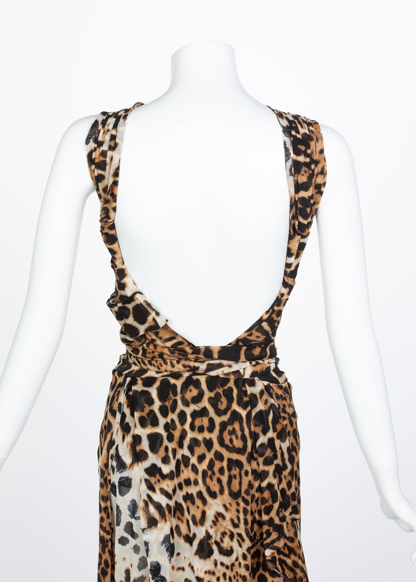  Yves Saint Laurent by Tom Ford Silk Leopard Cut Out Maxi Dress YSL, 2002  4