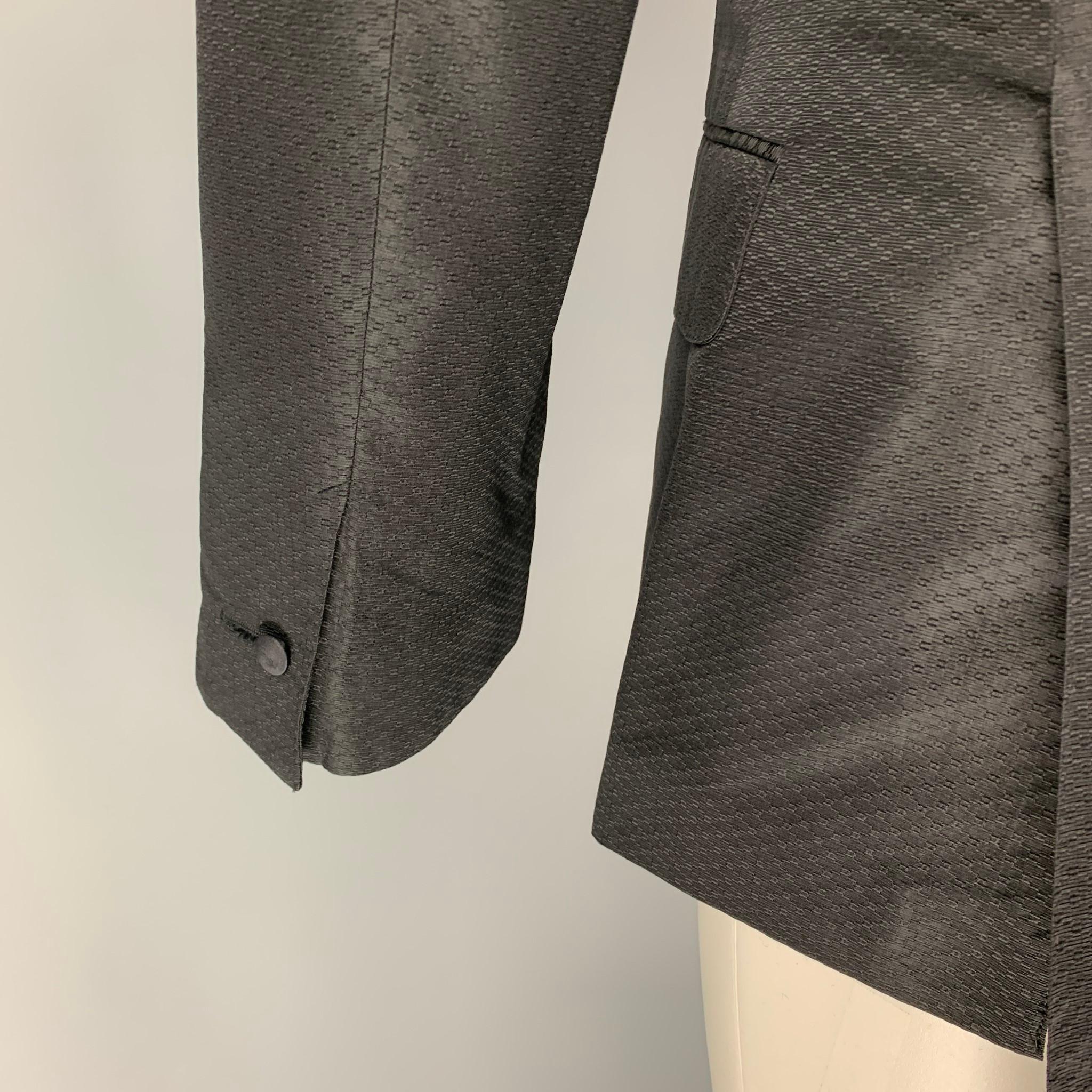 Men's YVES SAINT LAURENT by Tom Ford Size 40 Black Silk Notch Lapel Sport Coat