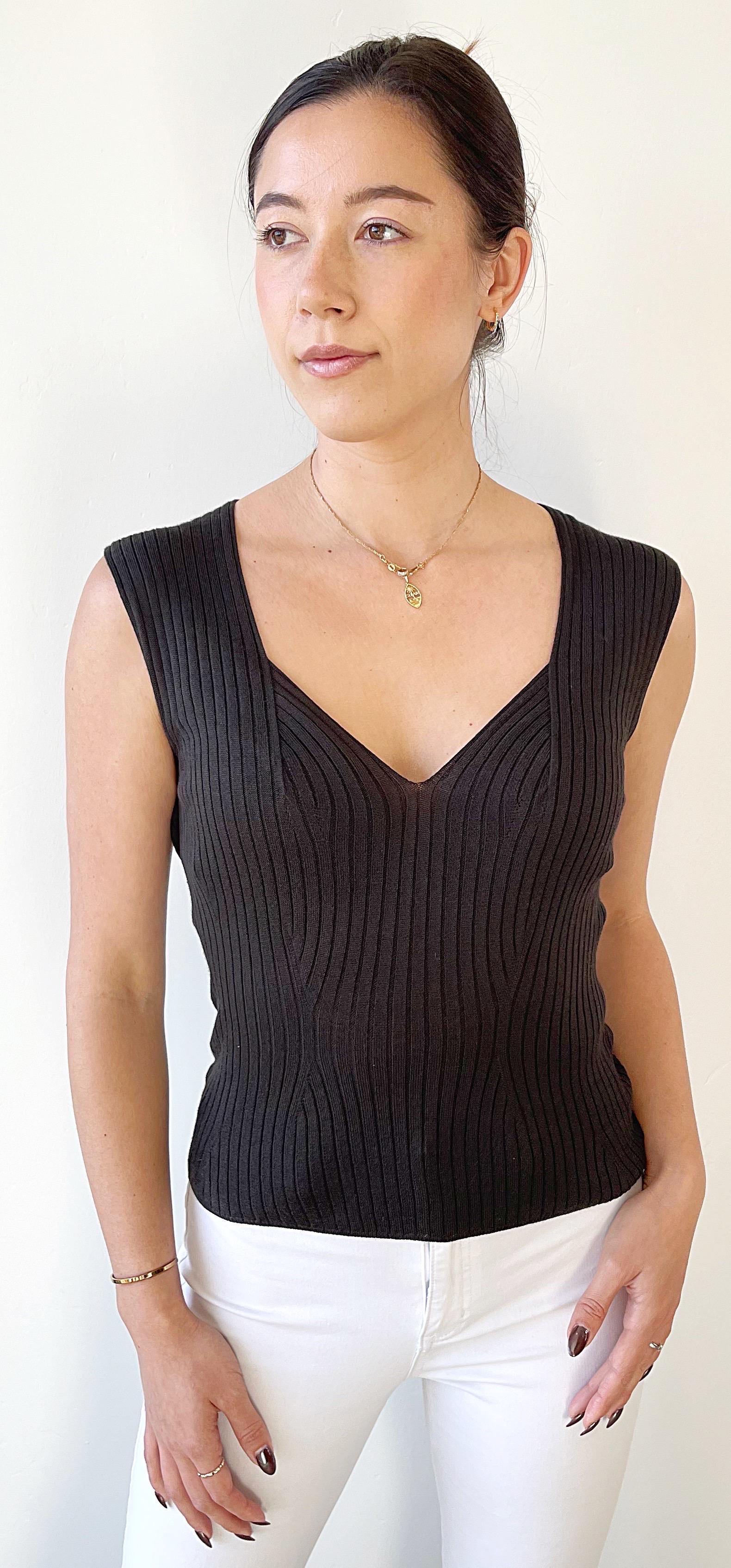 Yves Saint Laurent by Tom Ford Spring 2003 Brown Ribbed Sleeveless Vintage Top For Sale 11