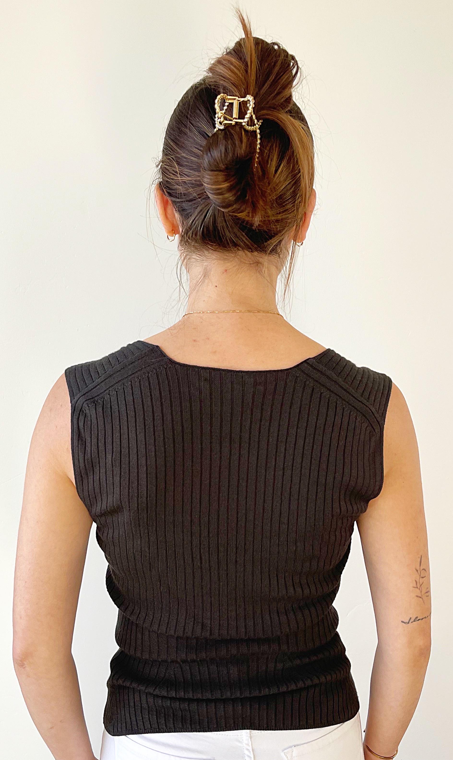 Yves Saint Laurent by Tom Ford Spring 2003 Brown Ribbed Sleeveless Vintage Top In Excellent Condition For Sale In San Diego, CA