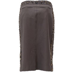 Yves Saint Laurent by Tom Ford SS-02 Cotton Laced Safari Skirt with Leopard Trim
