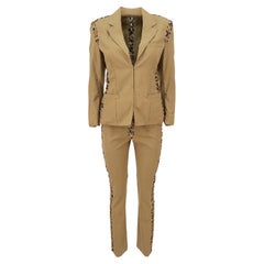 Yves Saint Laurent by Tom Ford SS-02 Cotton Laced Safari Suit with Leopard Trim
