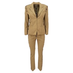 Yves Saint Laurent by Tom Ford SS-02 Tuta Safari in cotone con bordi leopardati