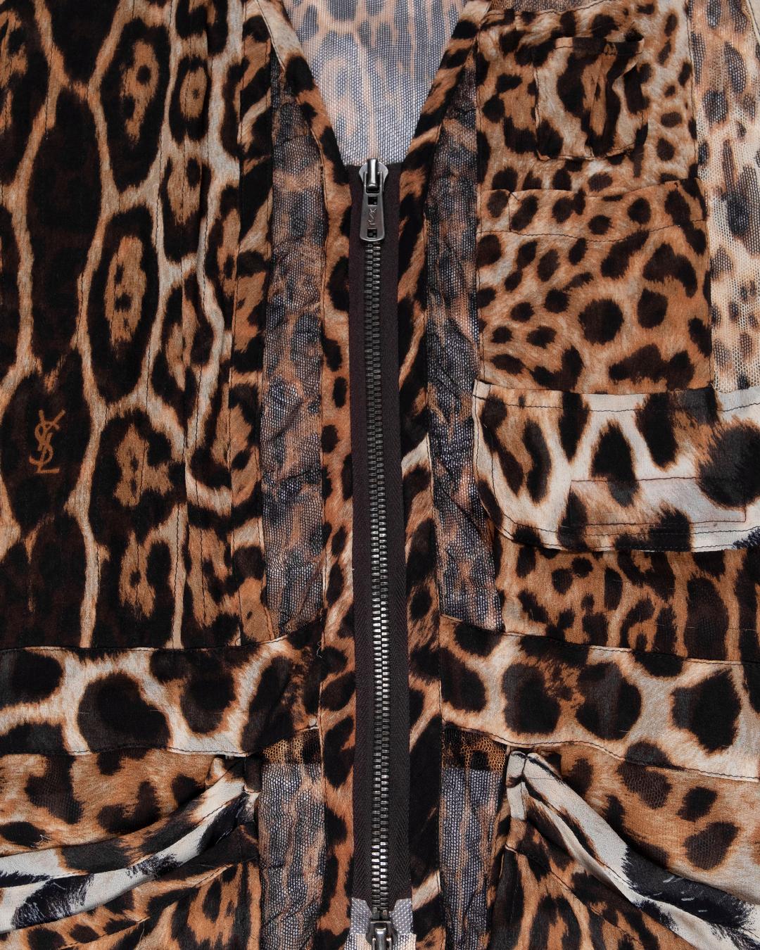 Women's Yves Saint Laurent by Tom Ford SS2002 Silk Leopard Cargo Vest For Sale