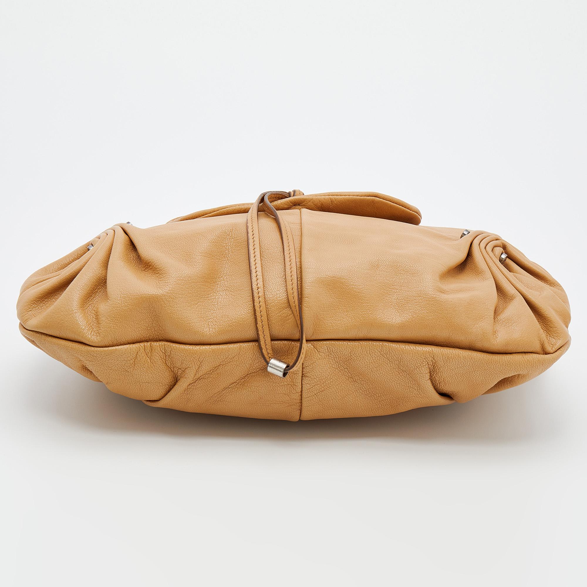 Yves Saint Laurent By Tom Ford Tan Leather Gathered Shoulder Bag 2