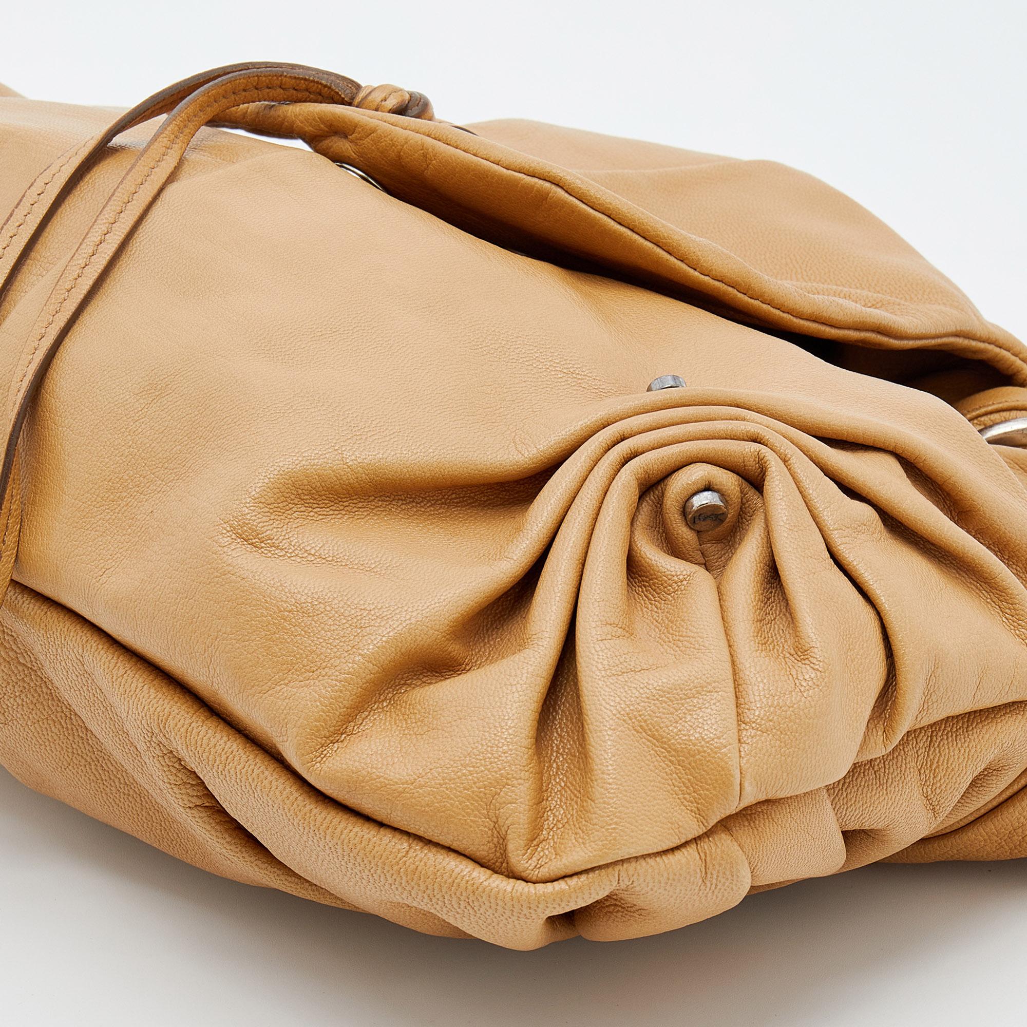 Yves Saint Laurent By Tom Ford Tan Leather Gathered Shoulder Bag 4