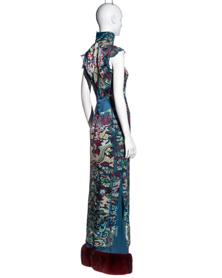 fur evening dress Halter Keyhole Neckline Illusion Train Fur Trim Appliques Mermaid Prom Dresses