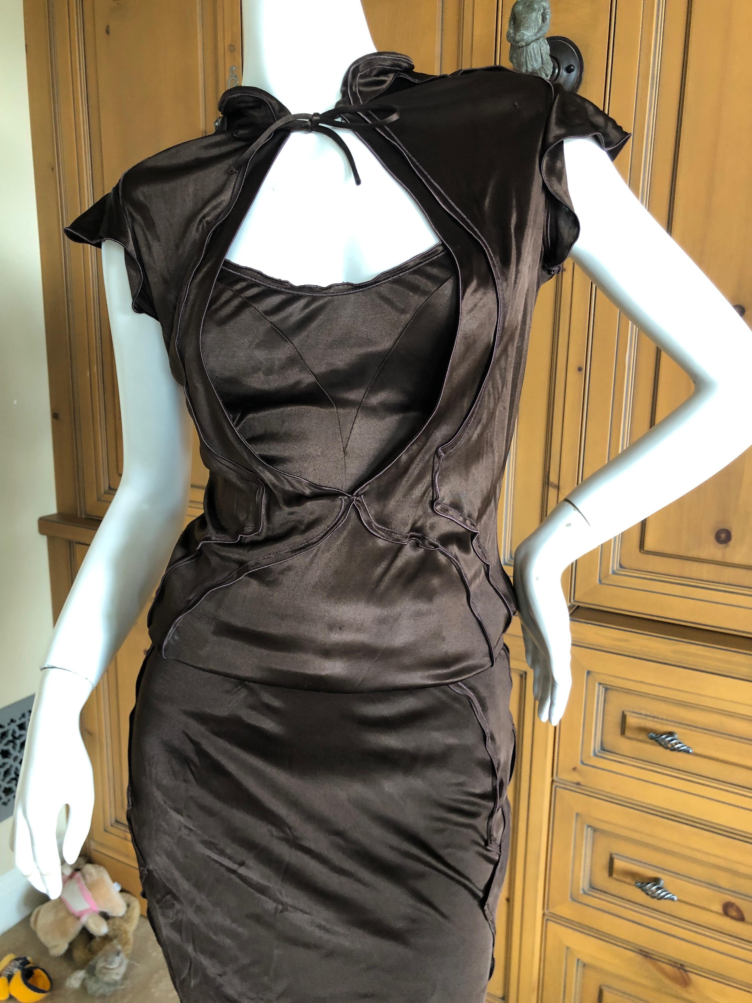 Black Yves Saint Laurent by Tom Ford Two Piece Silk Dress Set from Fall 2004 For Sale