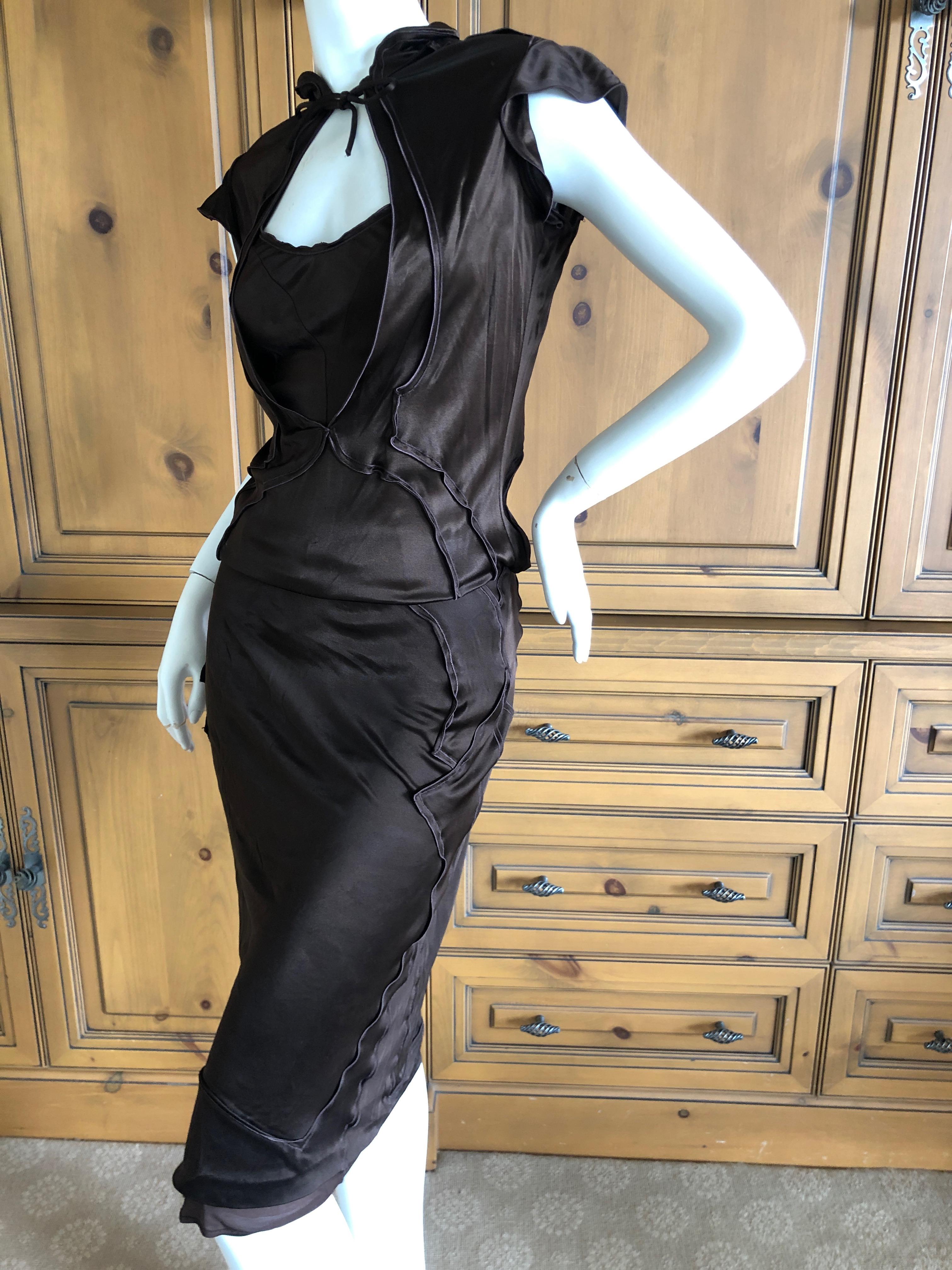 Women's Yves Saint Laurent by Tom Ford Two Piece Silk Dress Set from Fall 2004 For Sale
