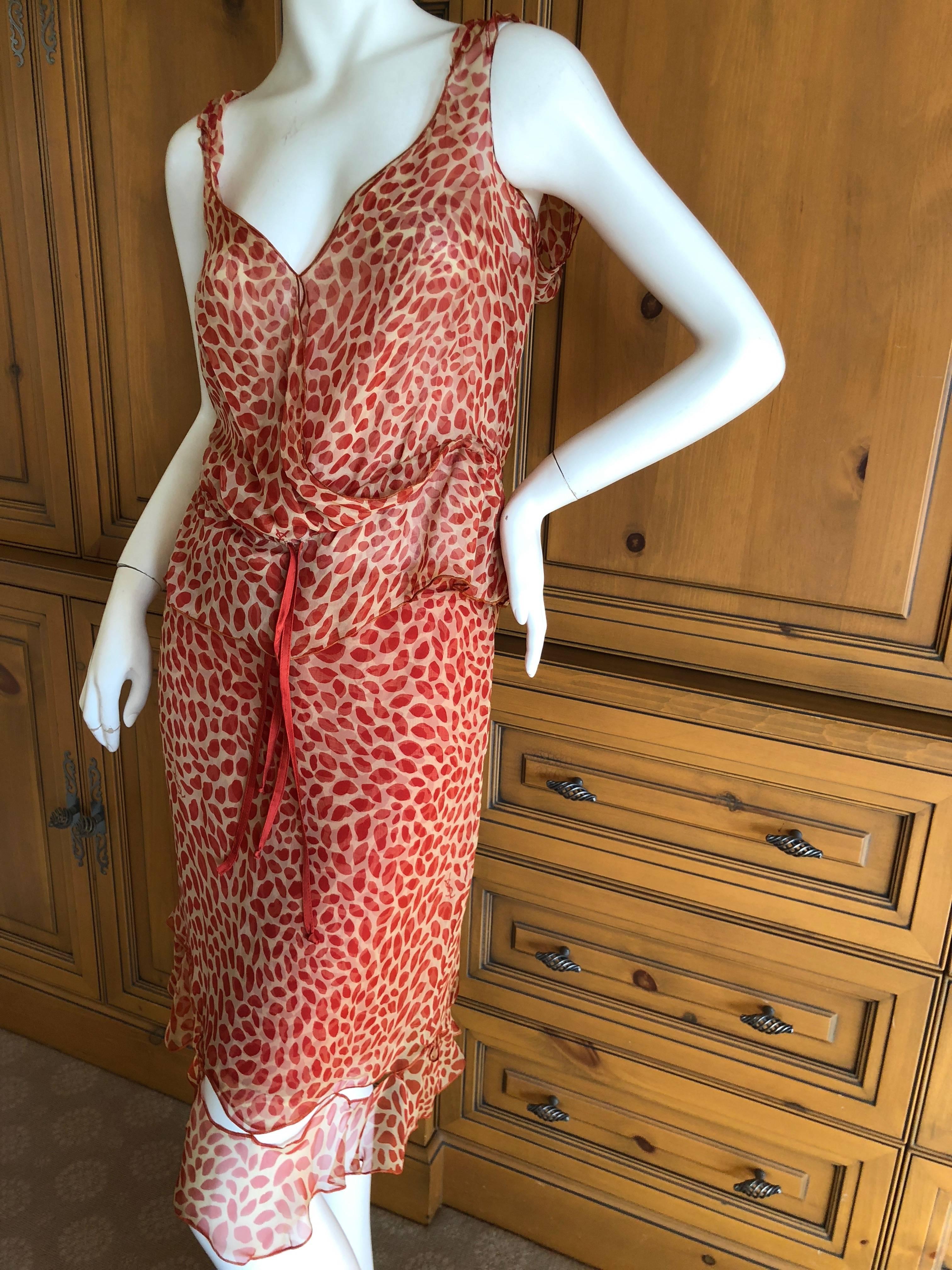 Yves Saint Laurent by Tom Ford Vintage Lips Print Two Piece Silk Dress In Excellent Condition For Sale In Cloverdale, CA