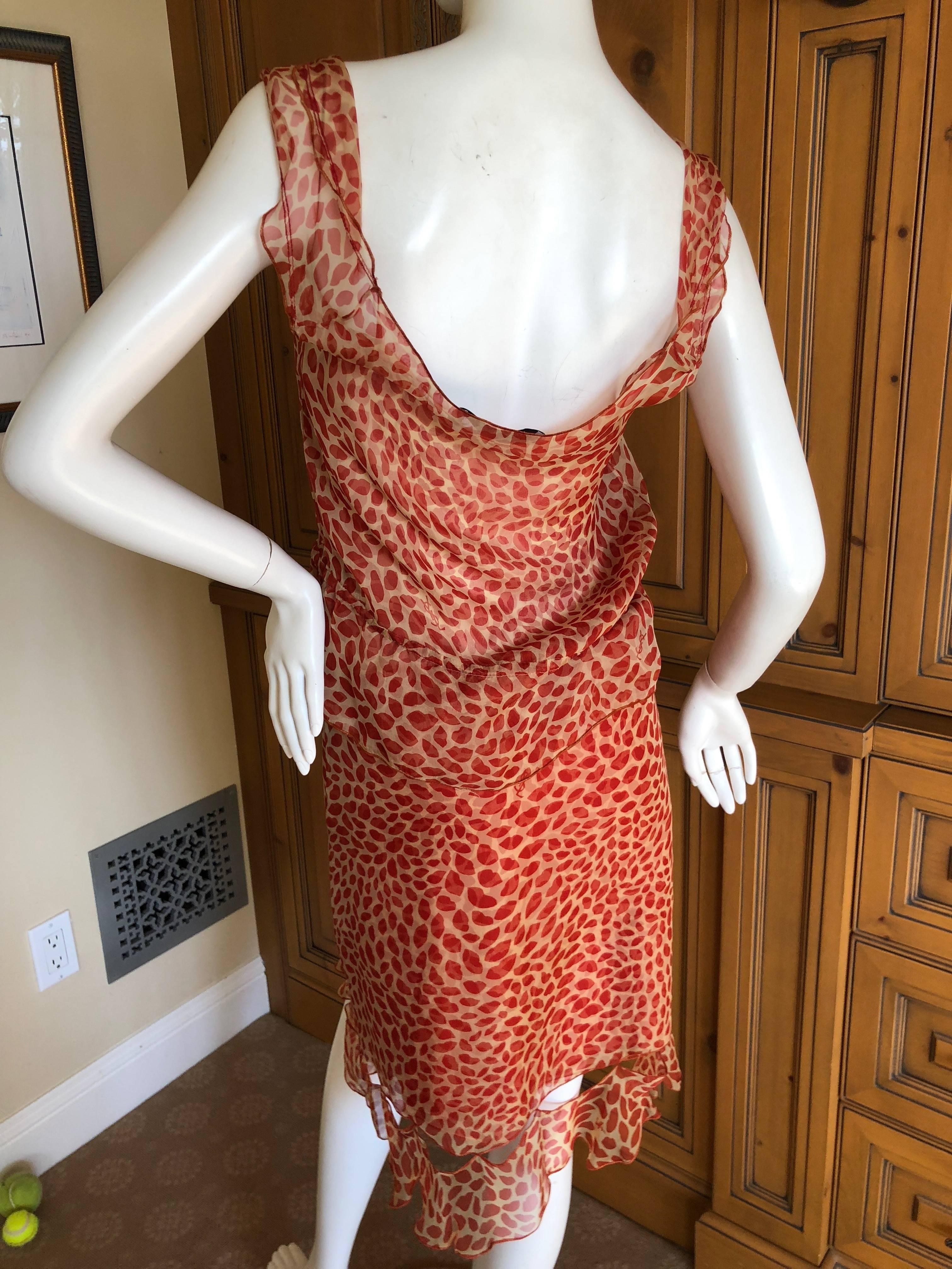 Yves Saint Laurent by Tom Ford Vintage Lips Print Two Piece Silk Dress For Sale 4