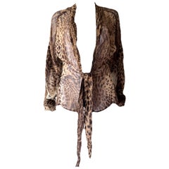 YVES SAINT LAURENT by TOM FORD Vintage Runway S/2002 Leopard Safari Silk Top
