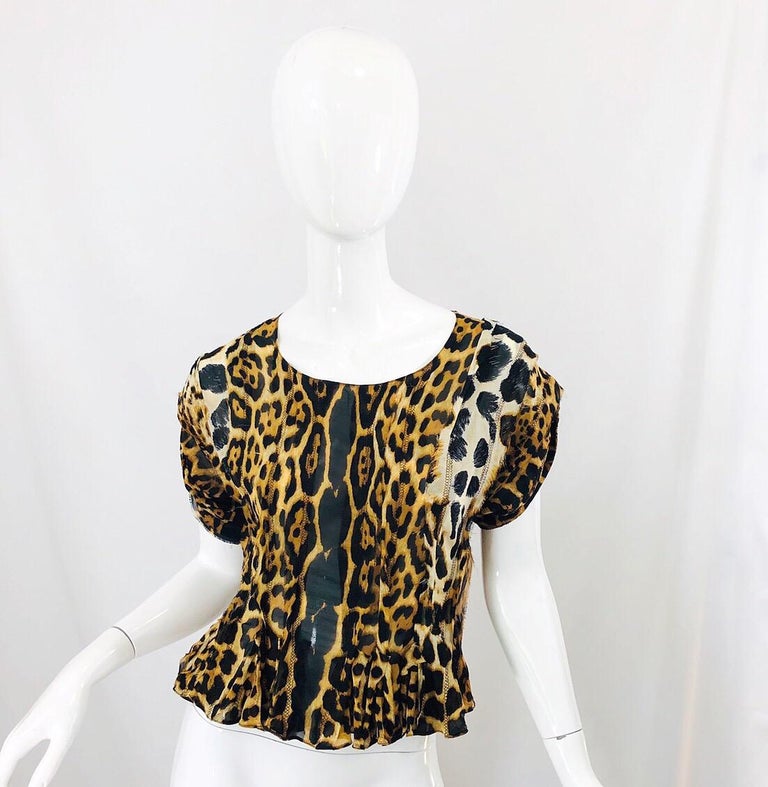 Yves Saint Laurent by Tom Ford YSL Leopard Print Silk Chiffon Corset ...