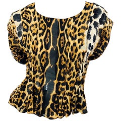 Yves Saint Laurent by Tom Ford YSL Leopard Print Silk Chiffon Corset Style Top