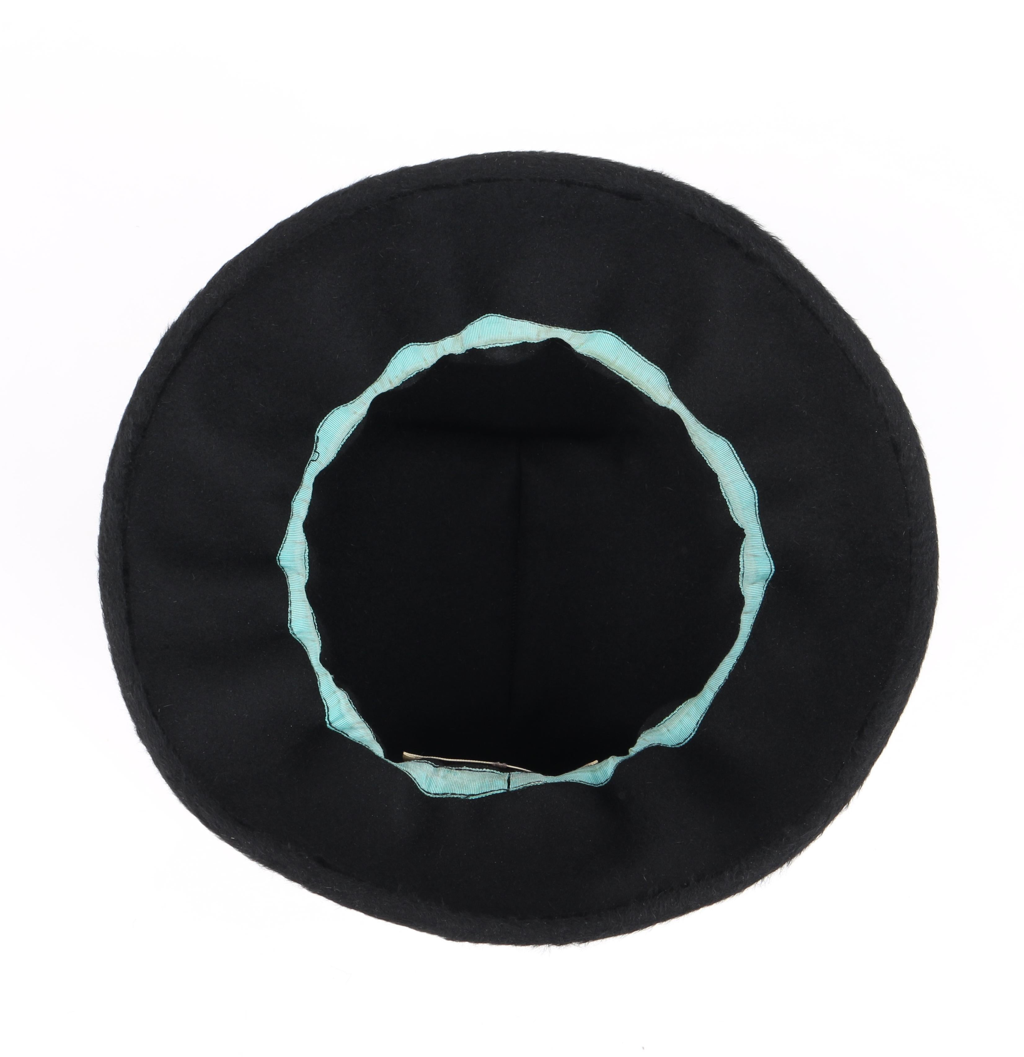YVES SAINT LAURENT c.1960’s YSL Black Felted Fur Top Handle Bucket Hat 3