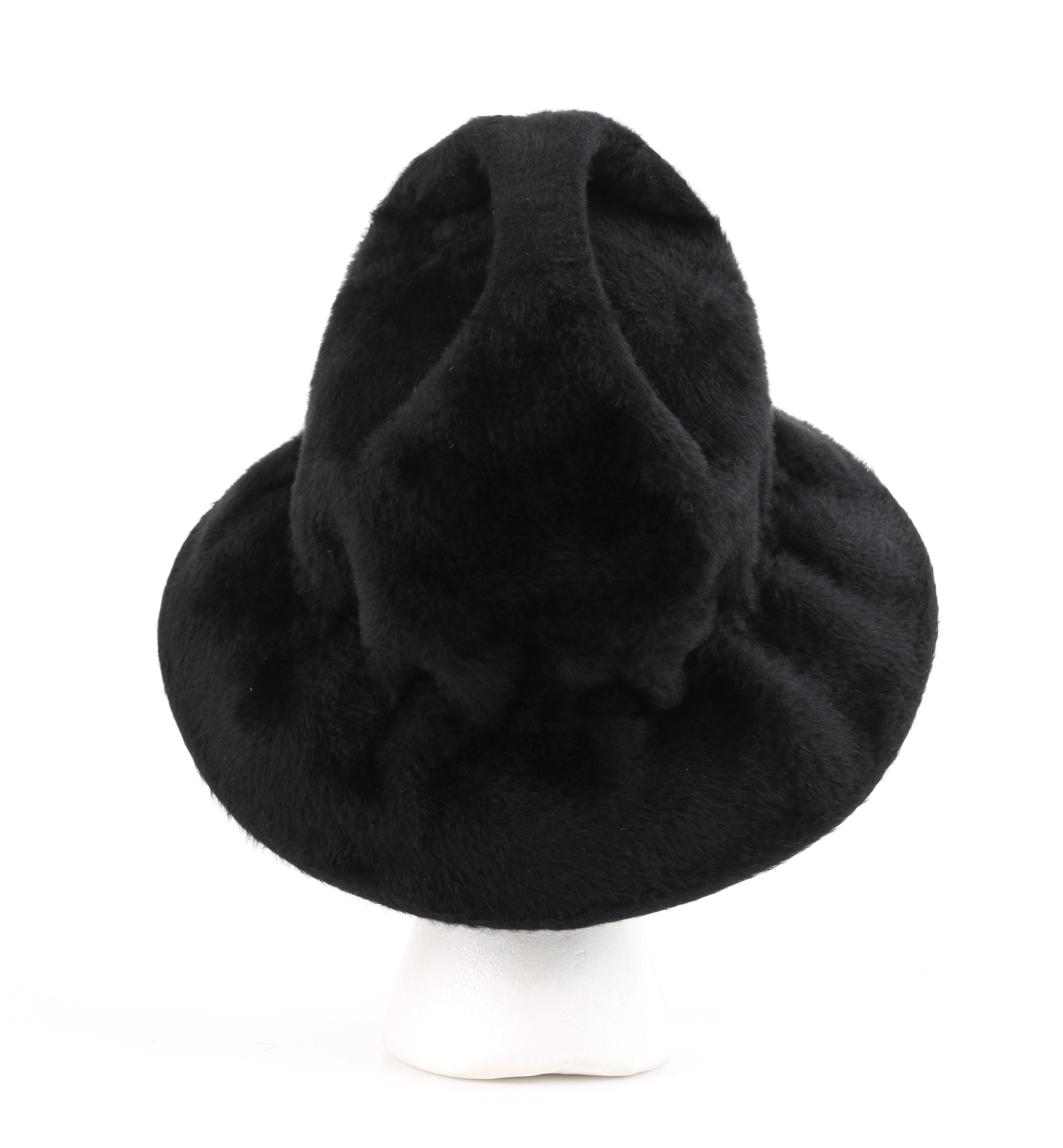 Women's YVES SAINT LAURENT c.1960’s YSL Black Felted Fur Top Handle Bucket Hat