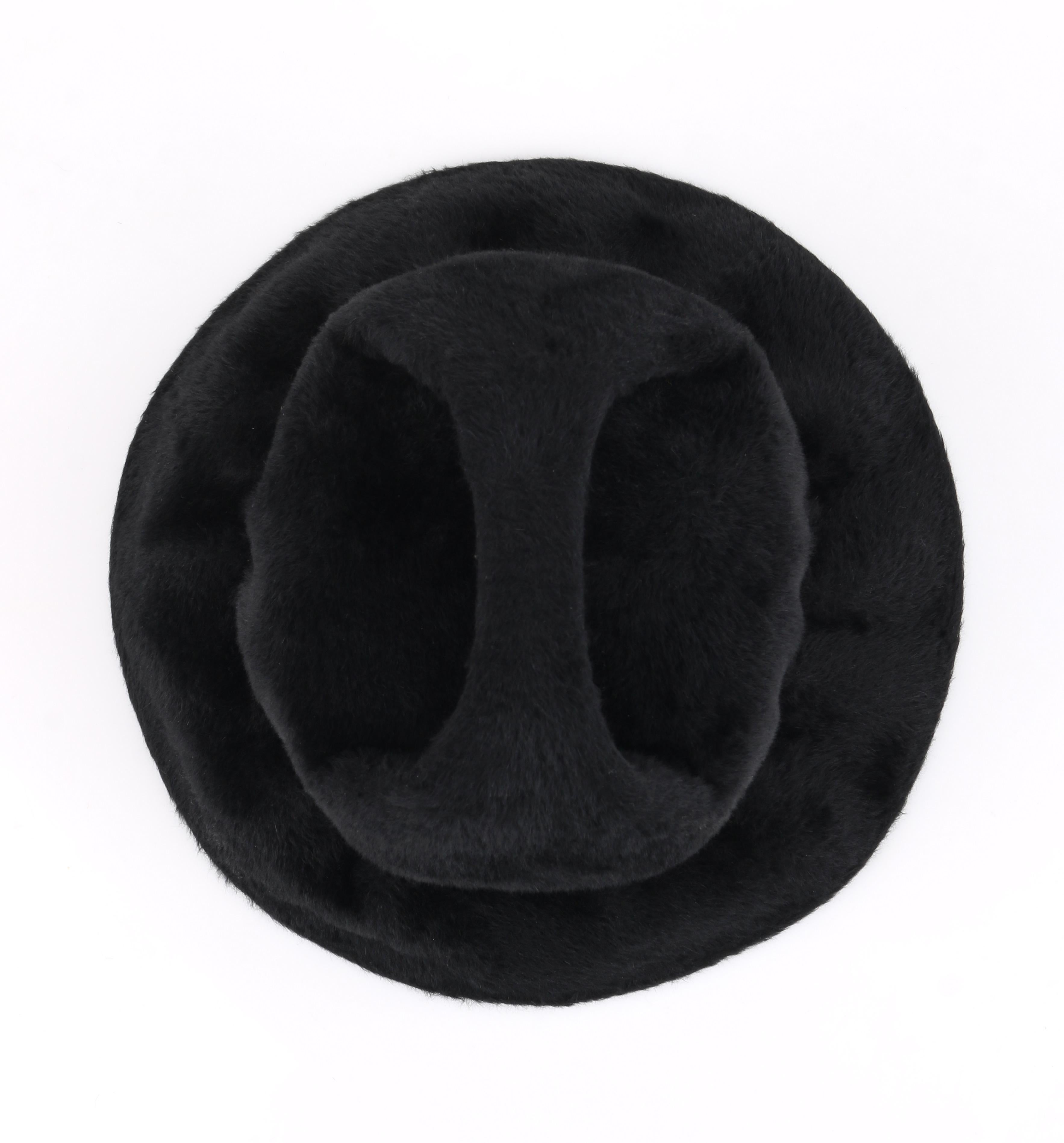 YVES SAINT LAURENT c.1960’s YSL Black Felted Fur Top Handle Bucket Hat 2