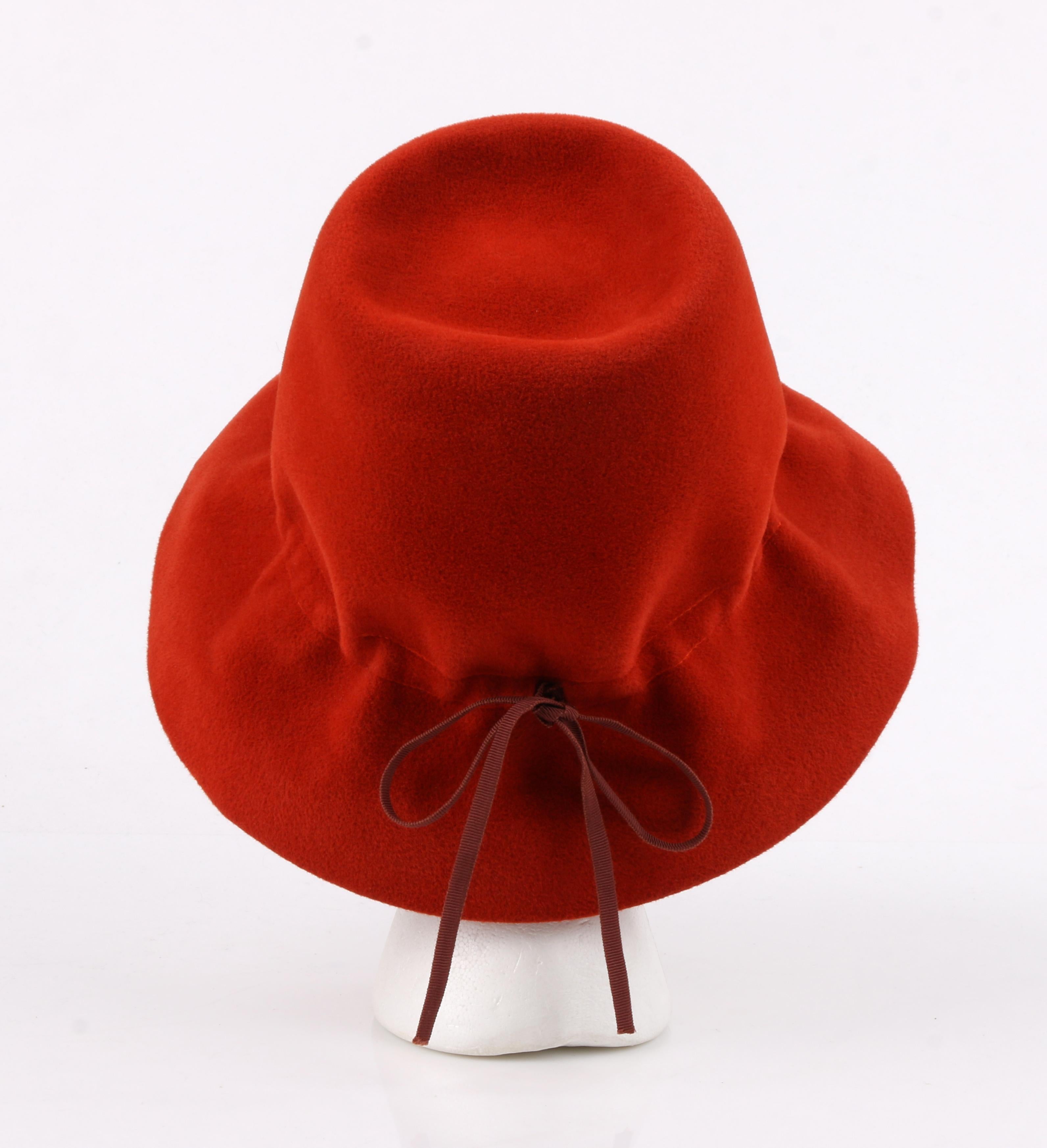 YVES SAINT LAURENT c.1960’s YSL Cayenne Red Felted Fur Structured Bucket Hat In Good Condition In Thiensville, WI