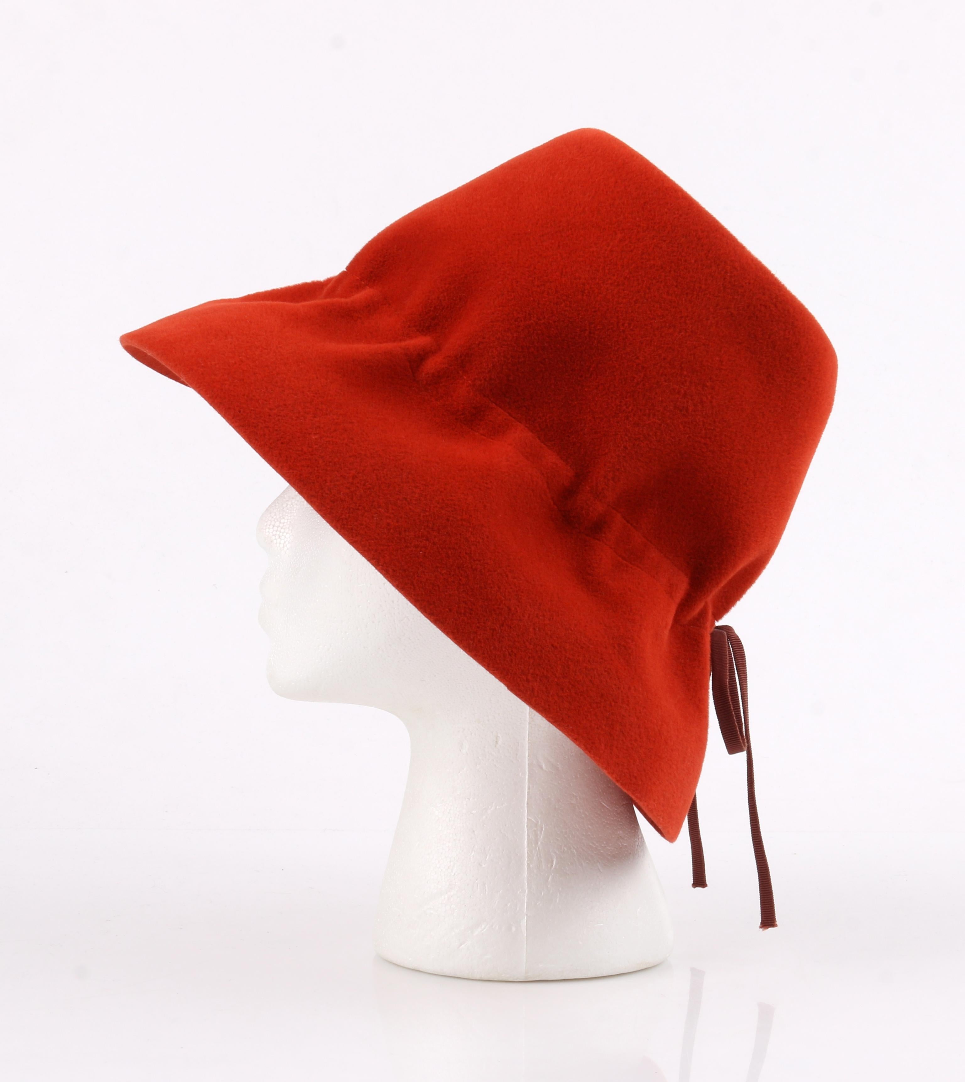 Women's YVES SAINT LAURENT c.1960’s YSL Cayenne Red Felted Fur Structured Bucket Hat