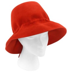 YVES SAINT LAURENT c.1960's YSL Cayenne Red Felted Fur Structured Bucket Hat