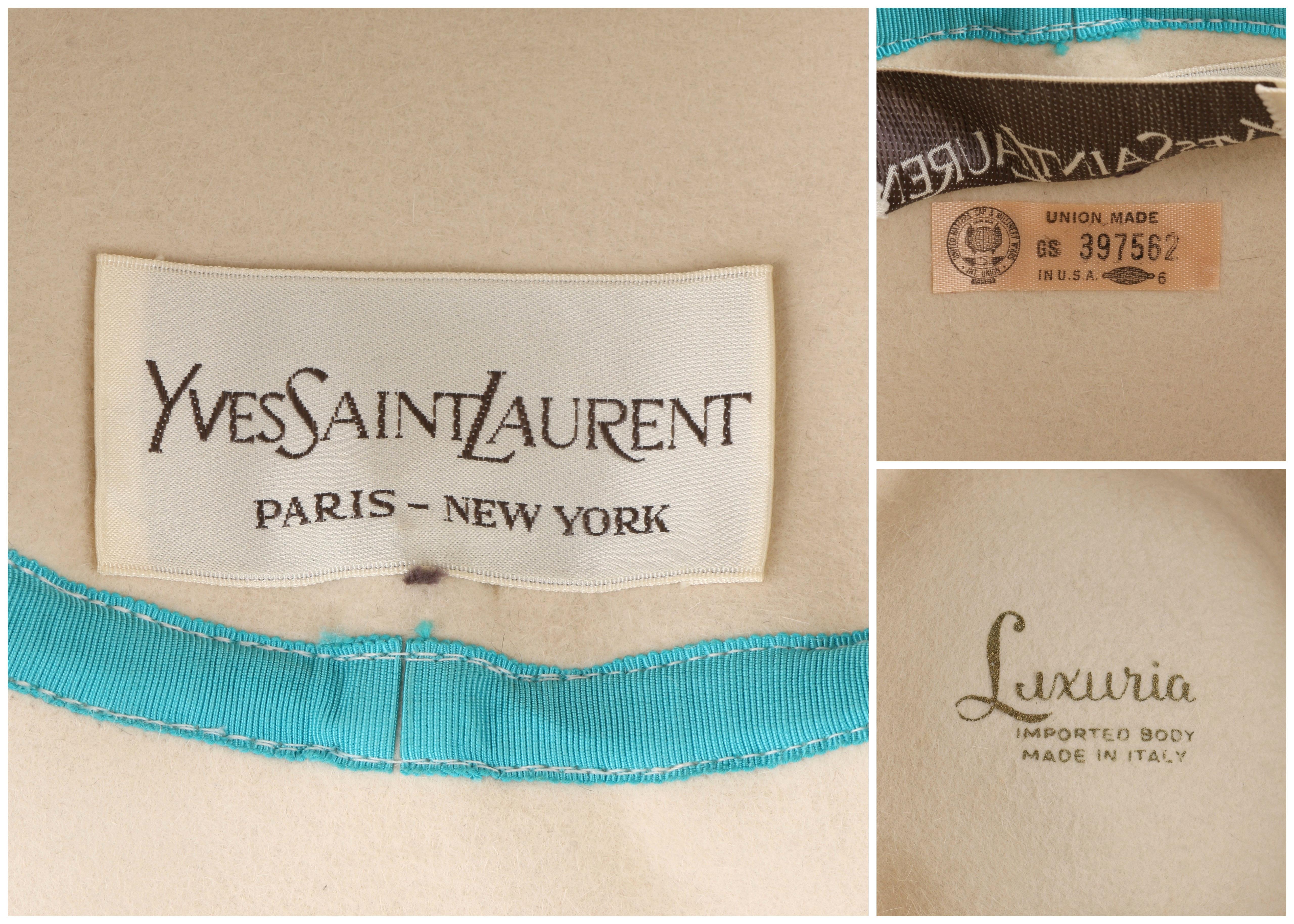 YVES SAINT LAURENT c.1960’s YSL Cream Felted Fur Structured Bucket Hat 3